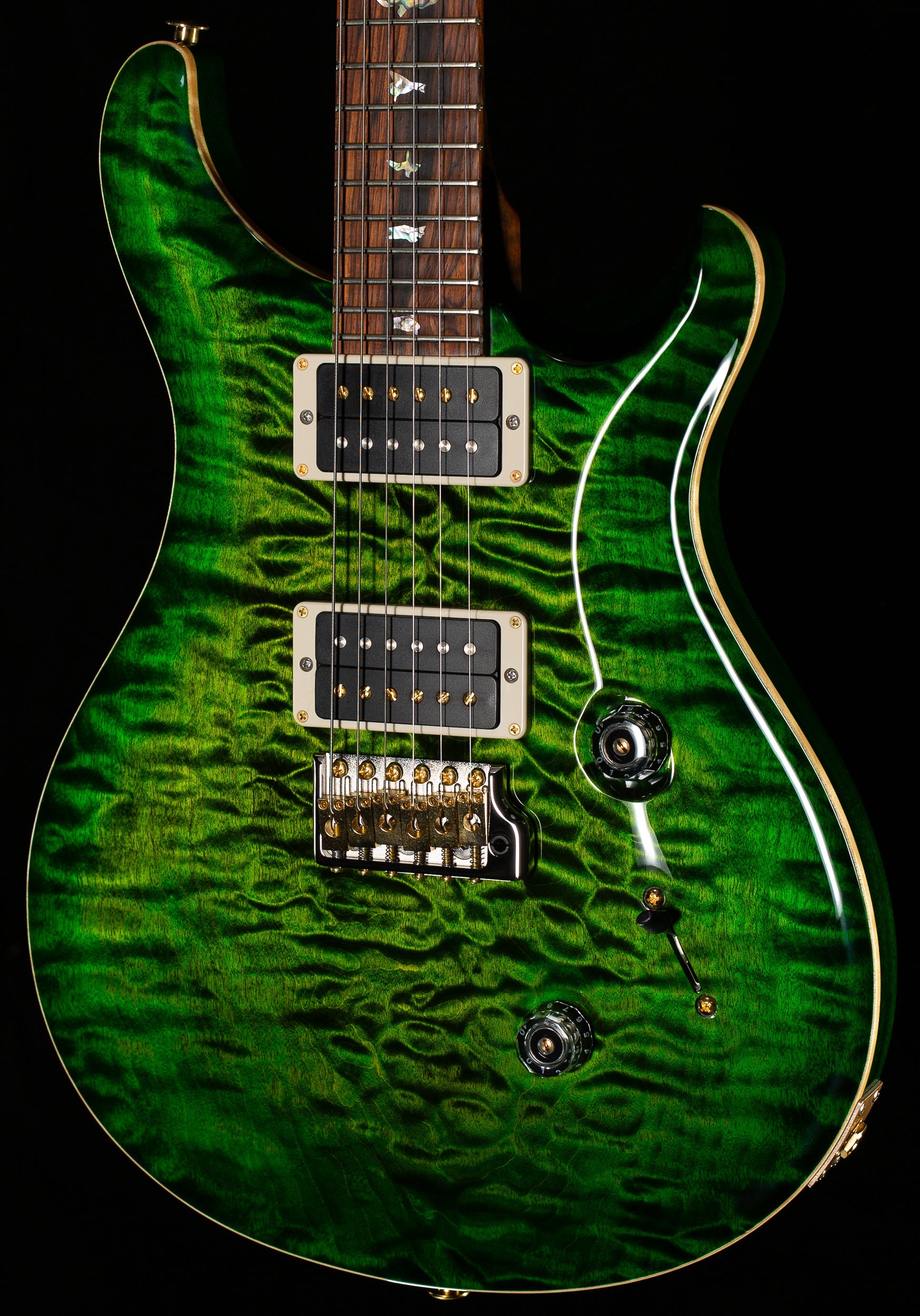 PRS Wood Library Custom 24 Jade Green Burst Quilt 10 Top Torrefied Maple Neck (166)