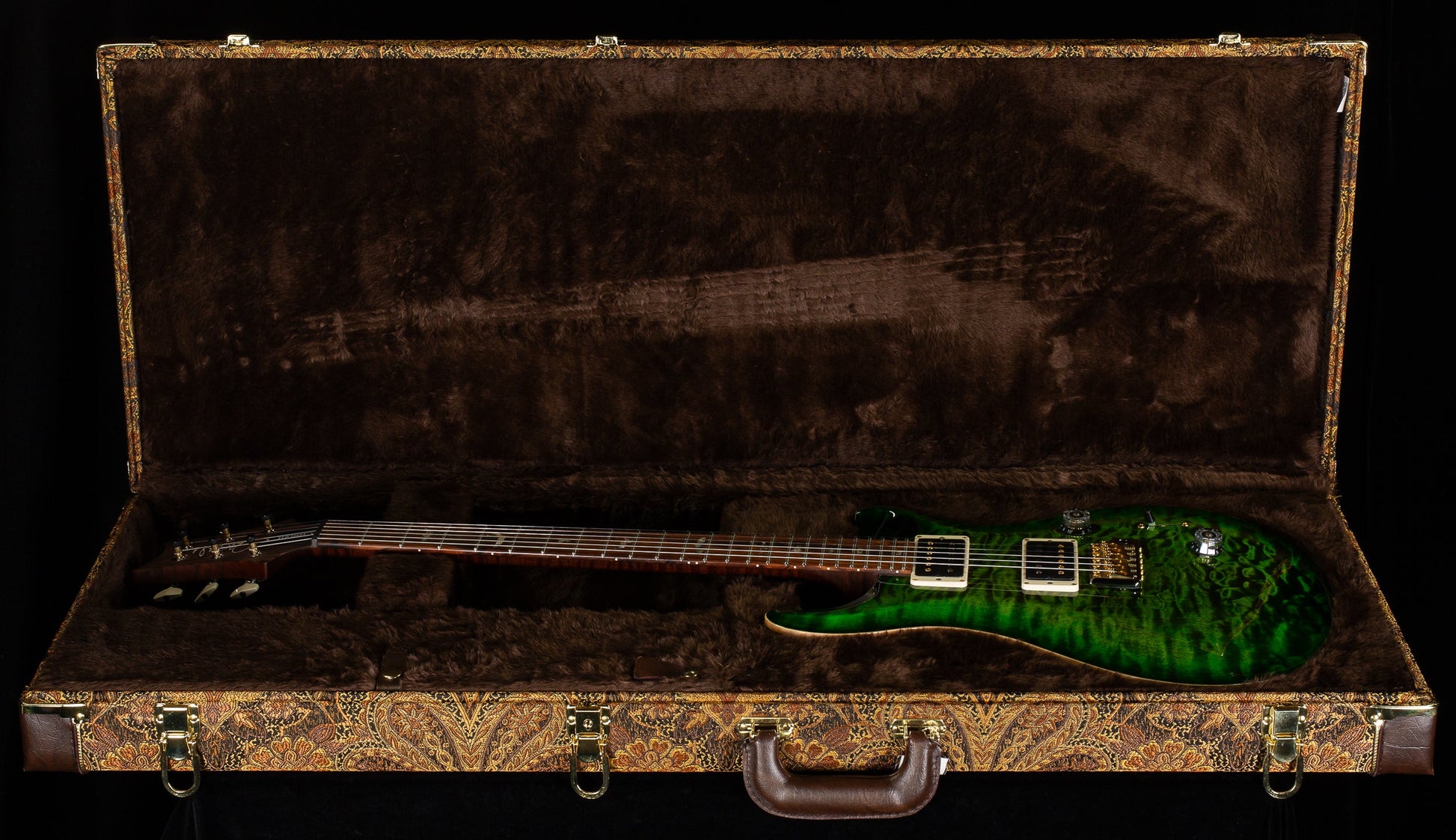 PRS Wood Library Custom 24 Jade Green Burst Quilt 10 Top Torrefied Maple Neck (166)