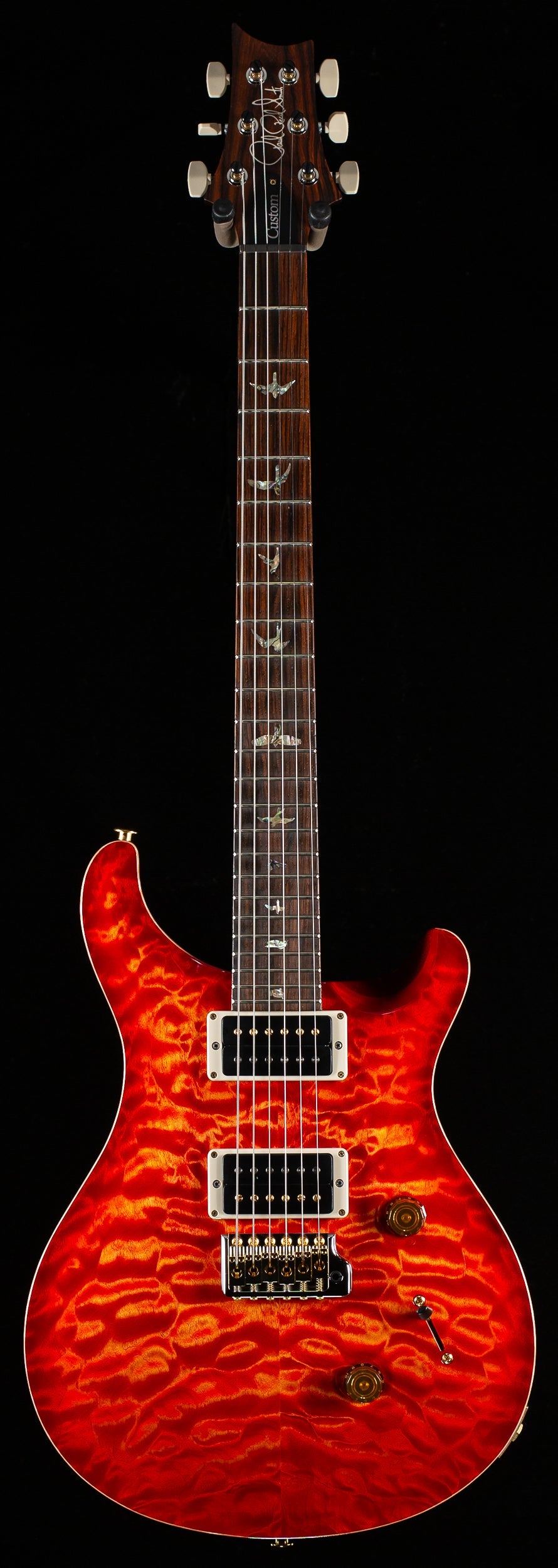 PRS Wood Library Custom 24 Blood Orange Quilt 10 Top Torrefied Maple Neck (814)
