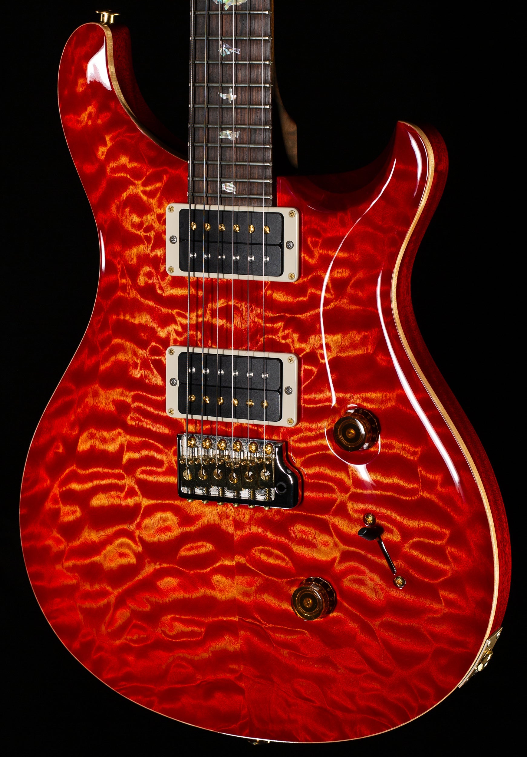PRS Wood Library Custom 24 Blood Orange Quilt 10 Top Torrefied Maple Neck (814)
