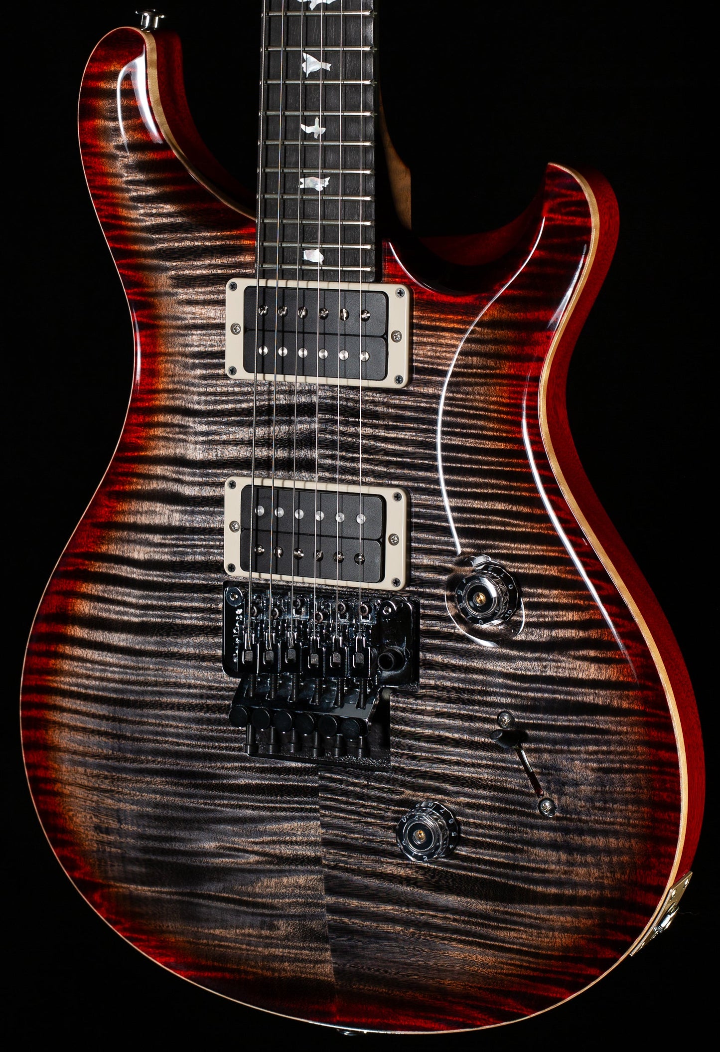 PRS Wood Library Custom 24 Floyd Charcoal Cherry Burst 10 Top (675)