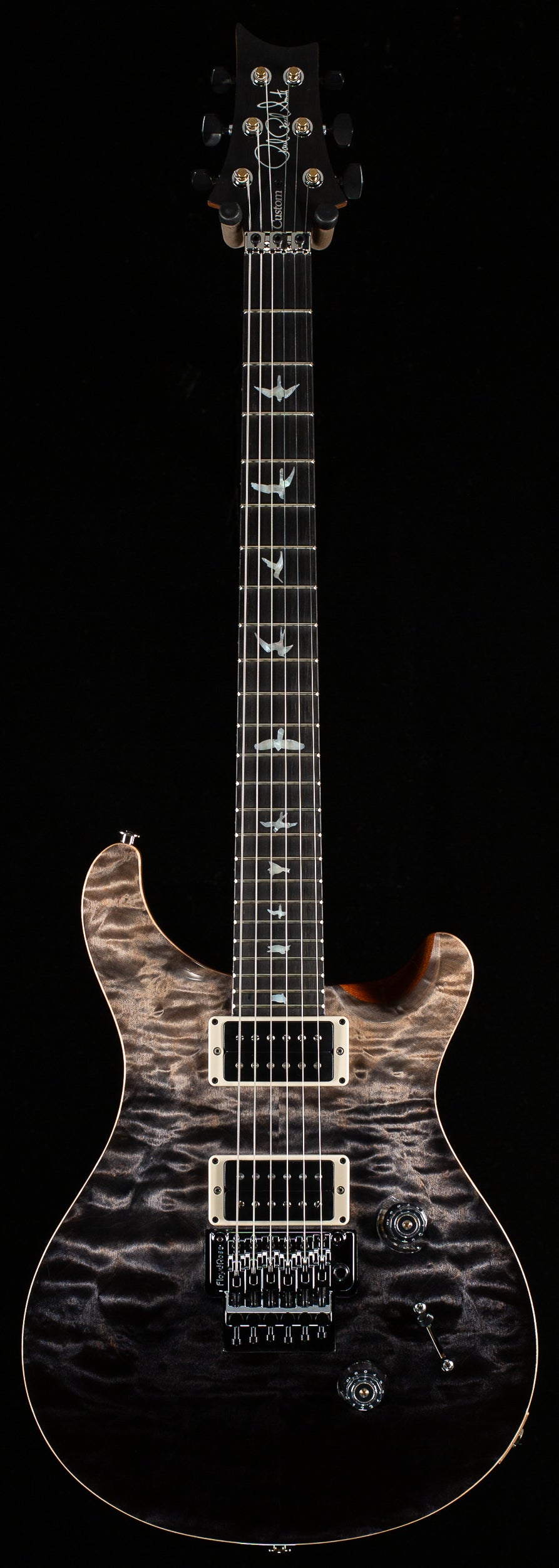 PRS Wood Library Custom 24 Floyd Grey Black Fade Quilt 10 Top (300)