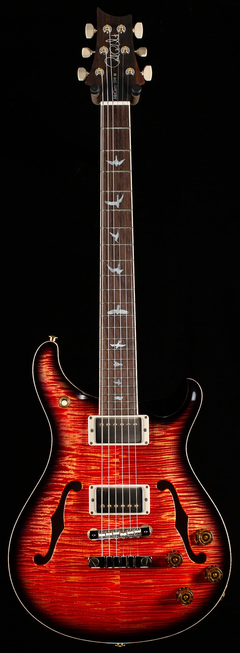PRS Wood Library McCarty 594 Hollowbody II Torrefied Maple Neck Brazilian Rosewood Blood Orange Smokeburst 10 Top (402)