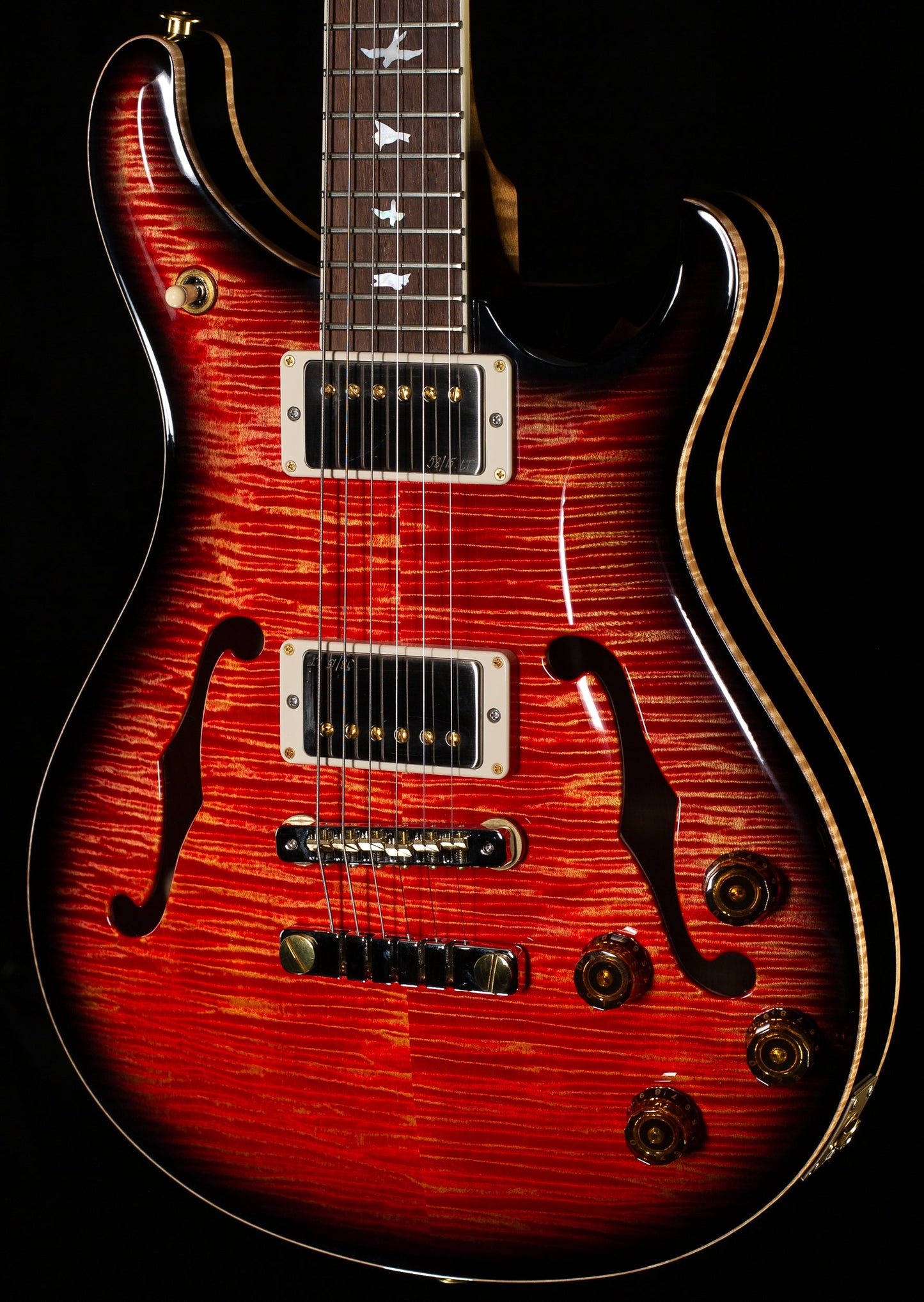 PRS Wood Library McCarty 594 Hollowbody II Torrefied Maple Neck Brazilian Rosewood Blood Orange Smokeburst 10 Top (402)