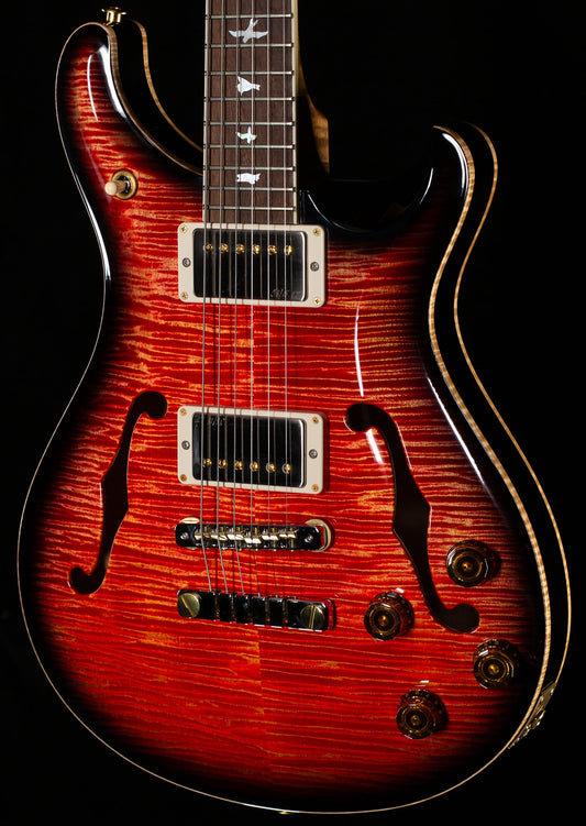 PRS Wood Library McCarty 594 Hollowbody II Torrefied Maple Neck Brazilian Rosewood Blood Orange Smokeburst 10 Top (402)