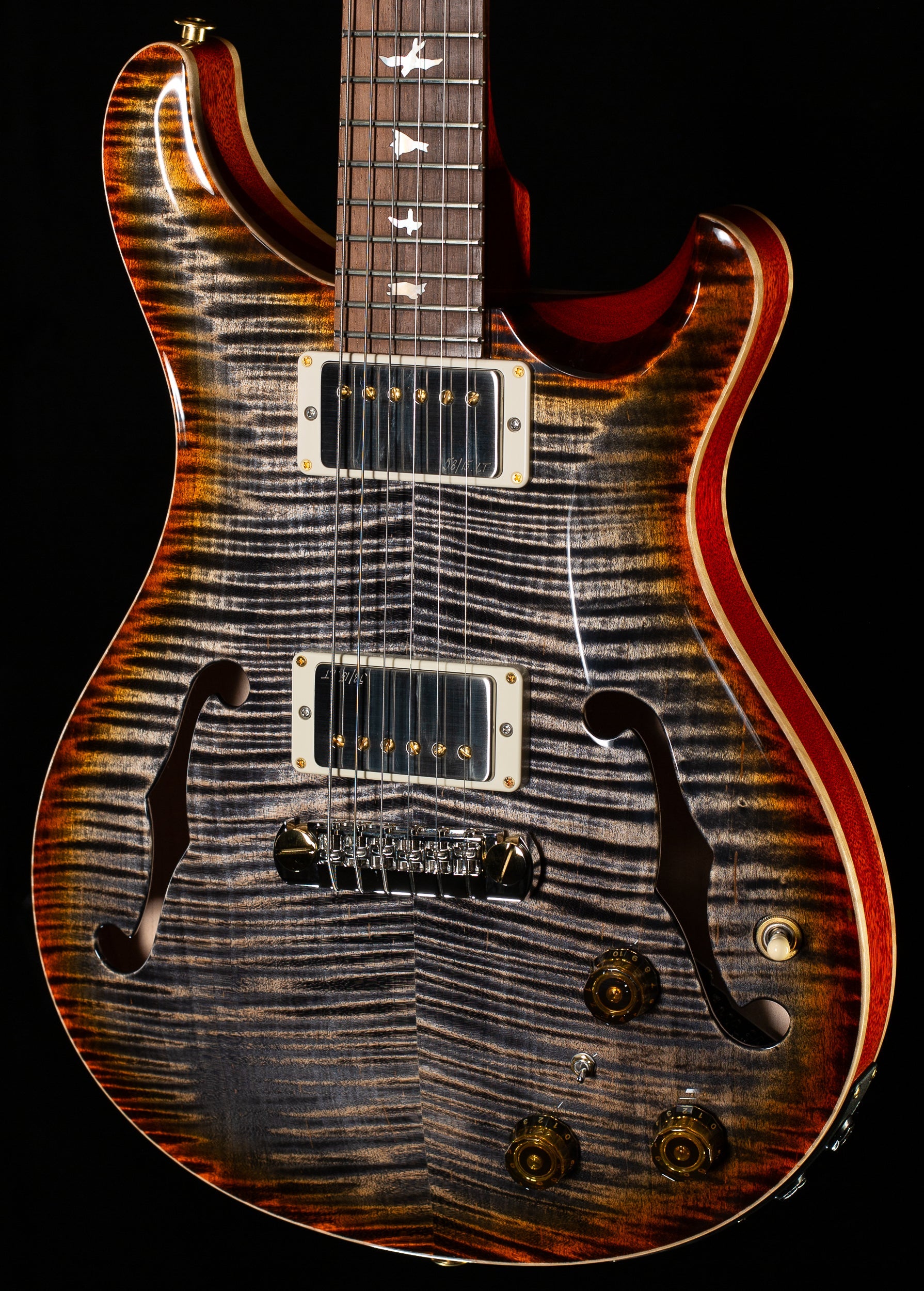 PRS Wood Library Hollowbody II Piezo Burnt Maple Leaf 10 Top Brazilian Rosewood (610)