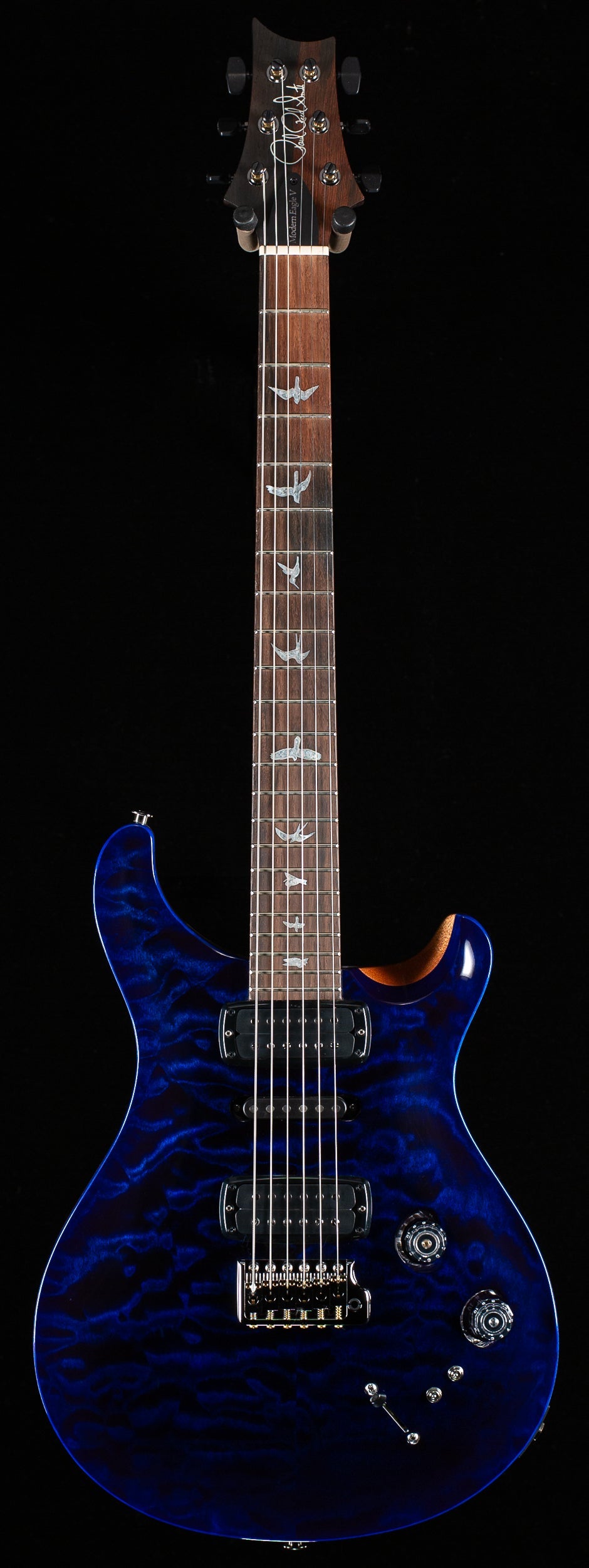 PRS Willcutt Exclusive Wood Library Modern Eagle V Quilt Maple 10-Top Whale Blue (211)