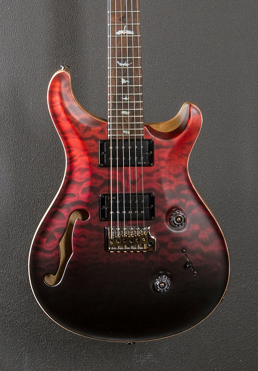 Custom 24 Semi-Hollow Wood Library Limited - Fire Red to Gray Black Fade w/Korina