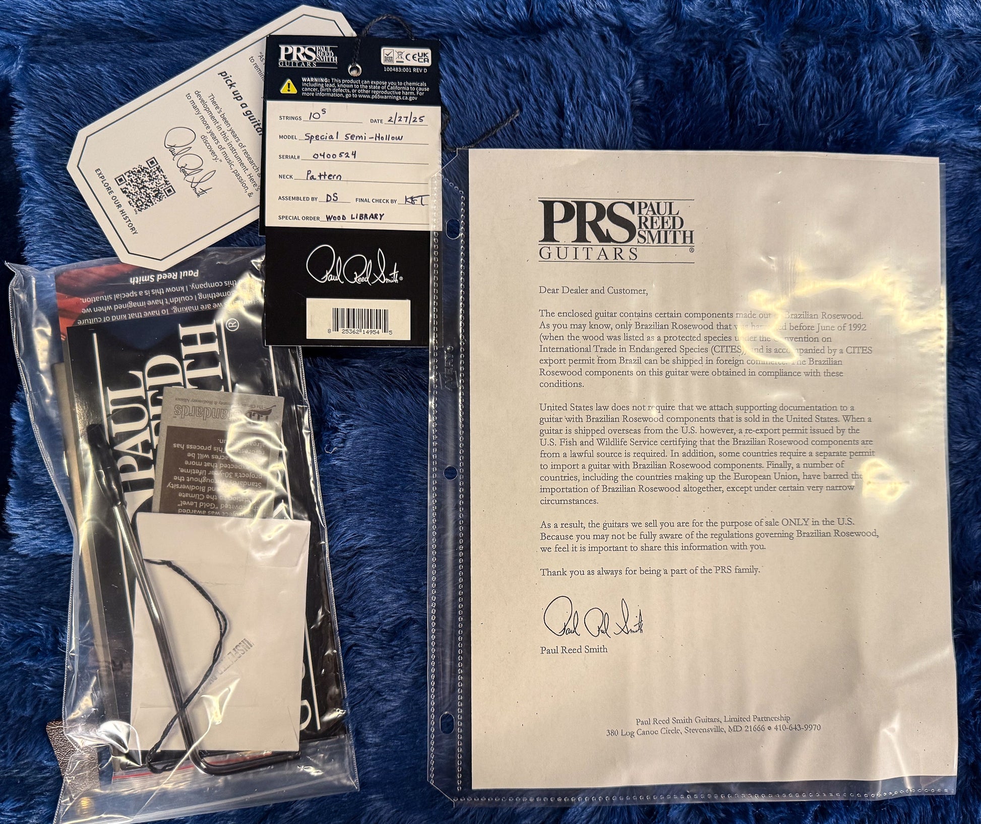 PRS Wood Library Willcutt Exclusive Special Semi-Hollow Brazilian Quilt 10 Top Blue Fade (524)
