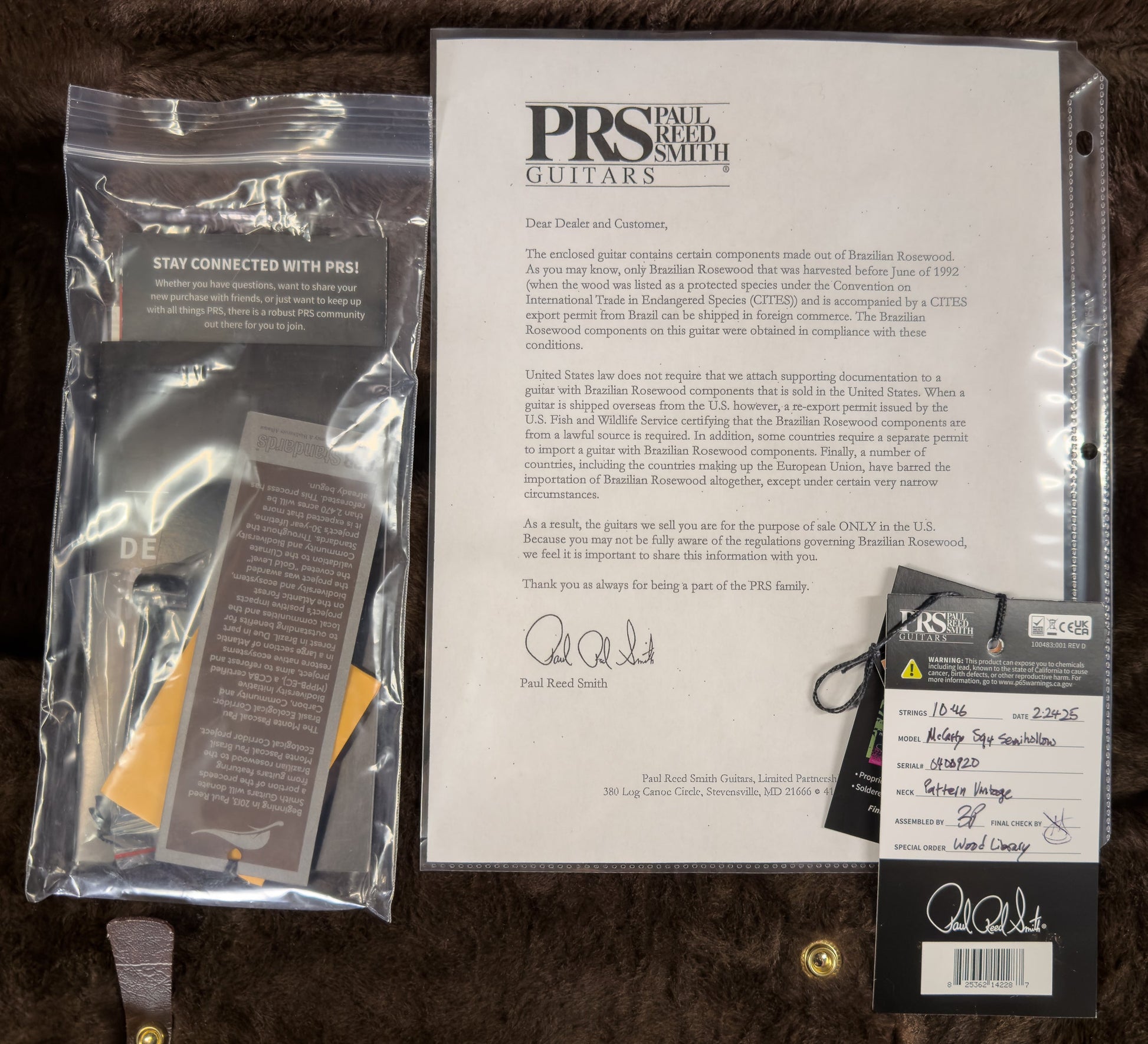 PRS Wood Library Willcutt Exclusive Semi-Hollow McCarty 594 Brazilian Rosewood Bonnie Pink (920)