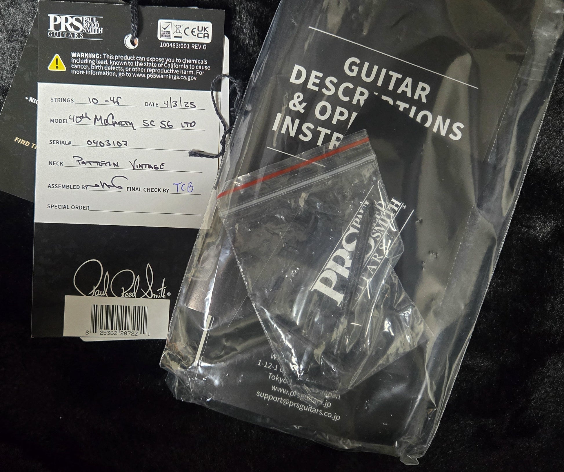 PRS 40th Anniversary McCarty SC56 Limited Edition Translucent Black (107)