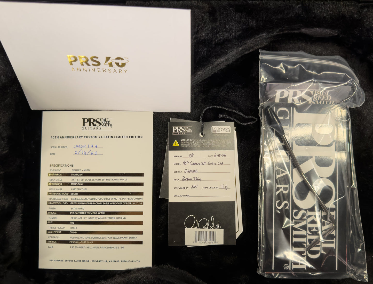 PRS 40th Anniversary Custom 24 Satin Figured Mango Top Fire Smokeburst (149)