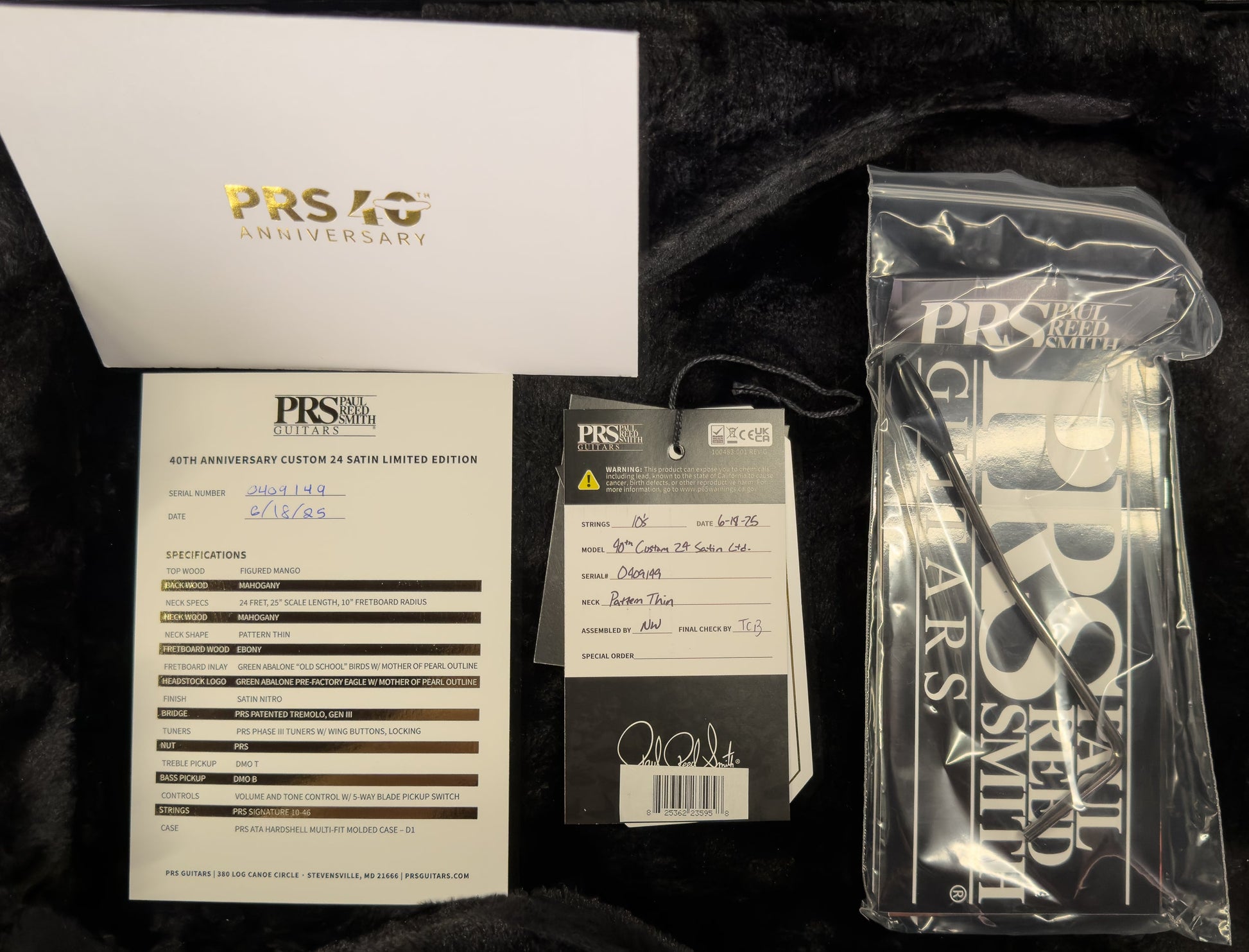 PRS 40th Anniversary Custom 24 Satin Figured Mango Top Fire Smokeburst (149)