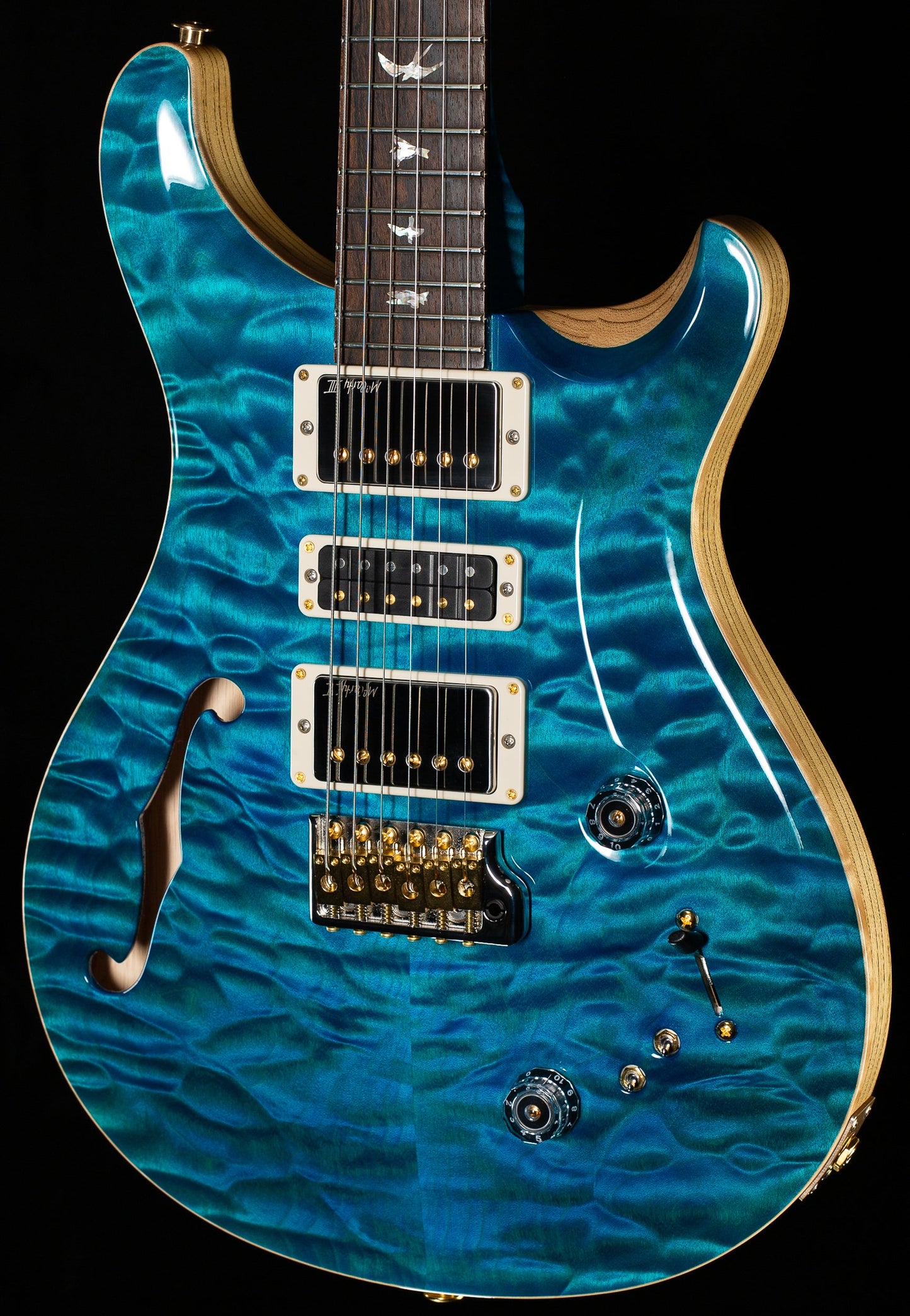 PRS Wood Library Willcutt Exclusive Special Semi-Hollow Quilt Maple Carroll Blue 10 Top (061)