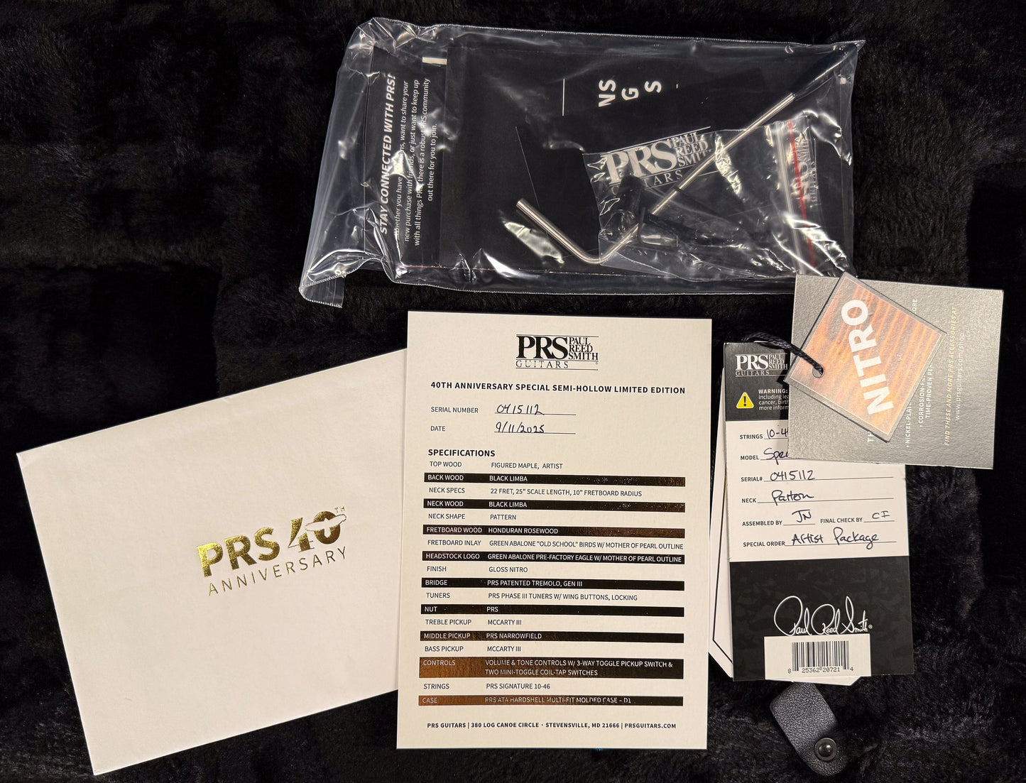 PRS 40th Anniversary Special Semi-Hollow Yellow Tiger Artist Top (112)
