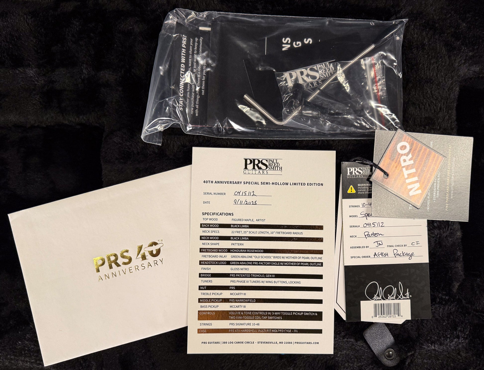 PRS 40th Anniversary Special Semi-Hollow Yellow Tiger Artist Top (112)