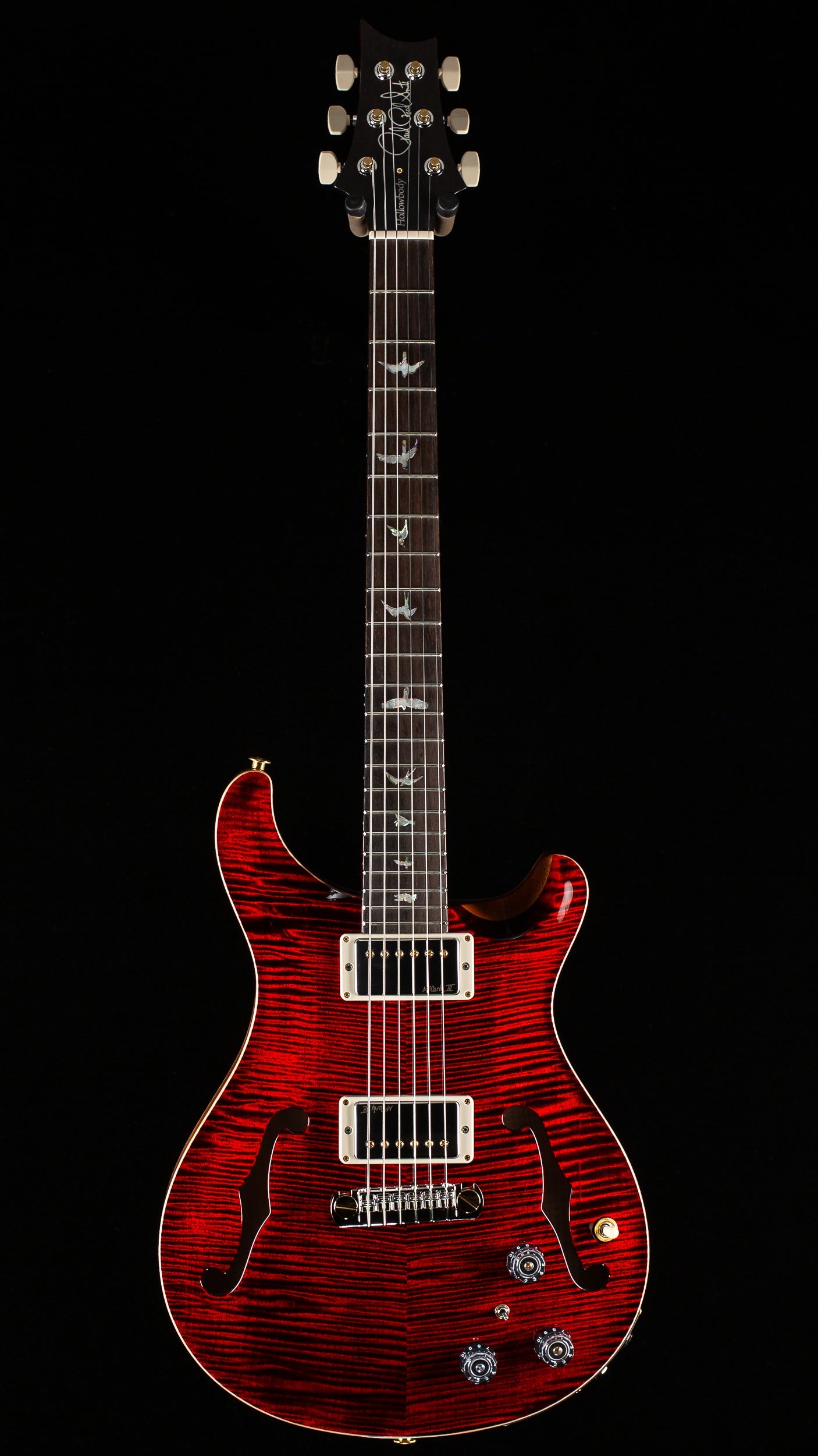 PRS Wood Library Willcutt Exclusive Hollowbody II Piezo Red Tiger Stained Neck 10 Top (086)