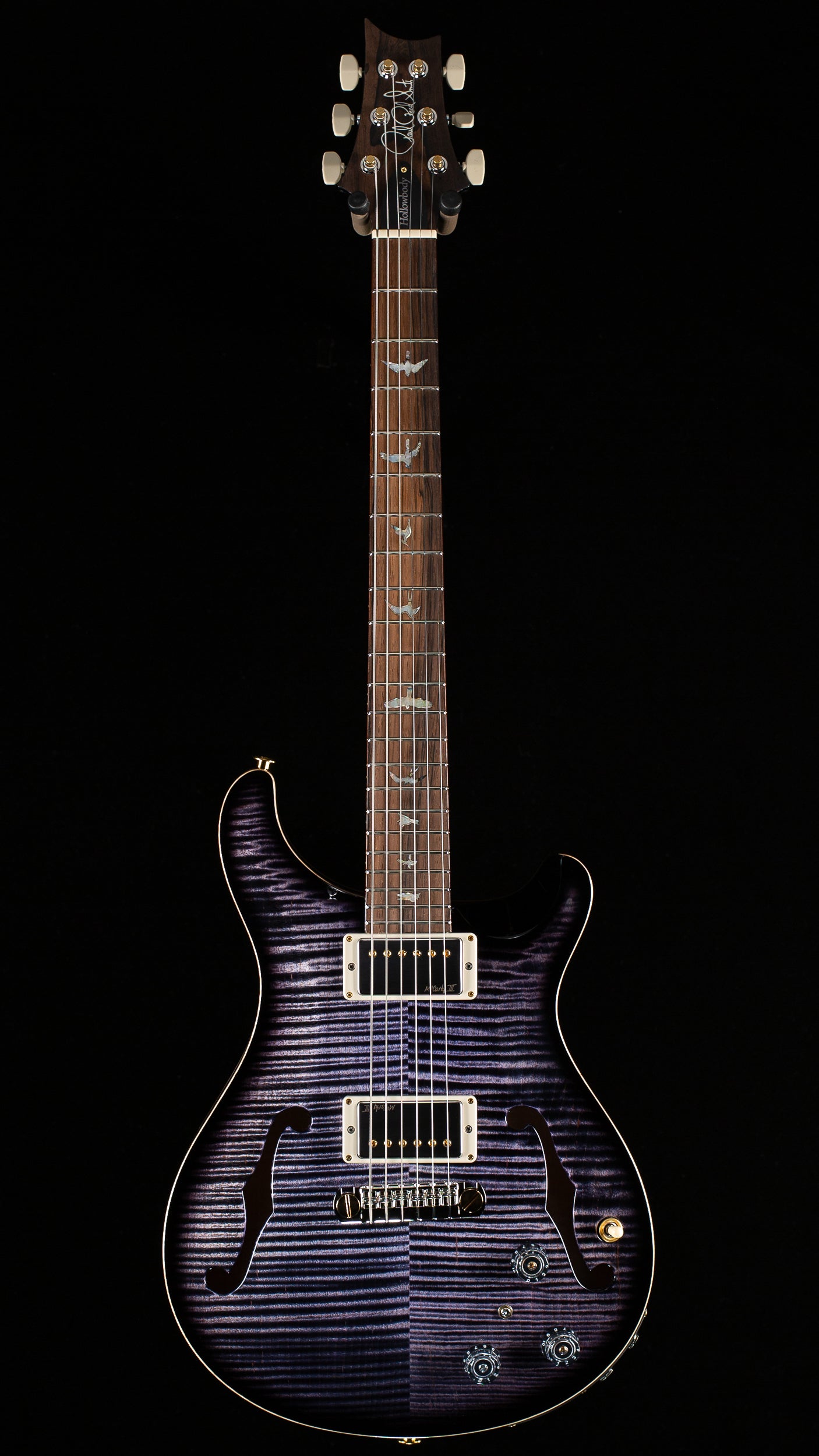 PRS Wood Library Willcutt Exclusive Hollowbody II Piezo Purple Mist Stained Neck 10 Top Quilt (089)