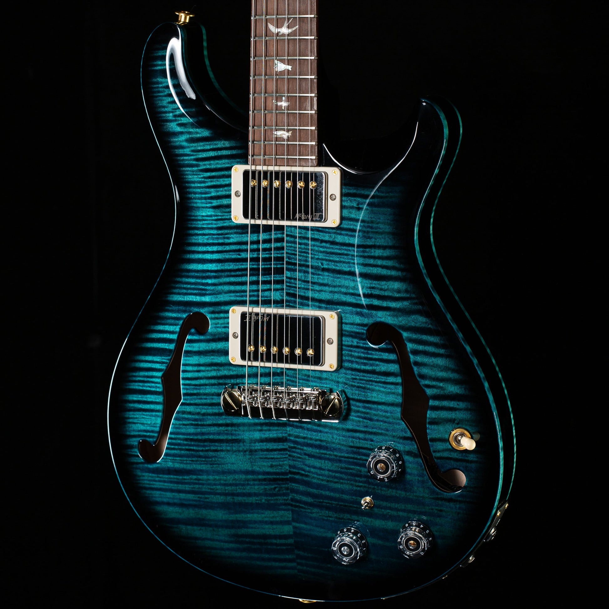 PRS Wood Library Willcutt Exclusive Hollowbody II Piezo Cobalt Smokeburst Stained Neck 10 Top Quilt (090)