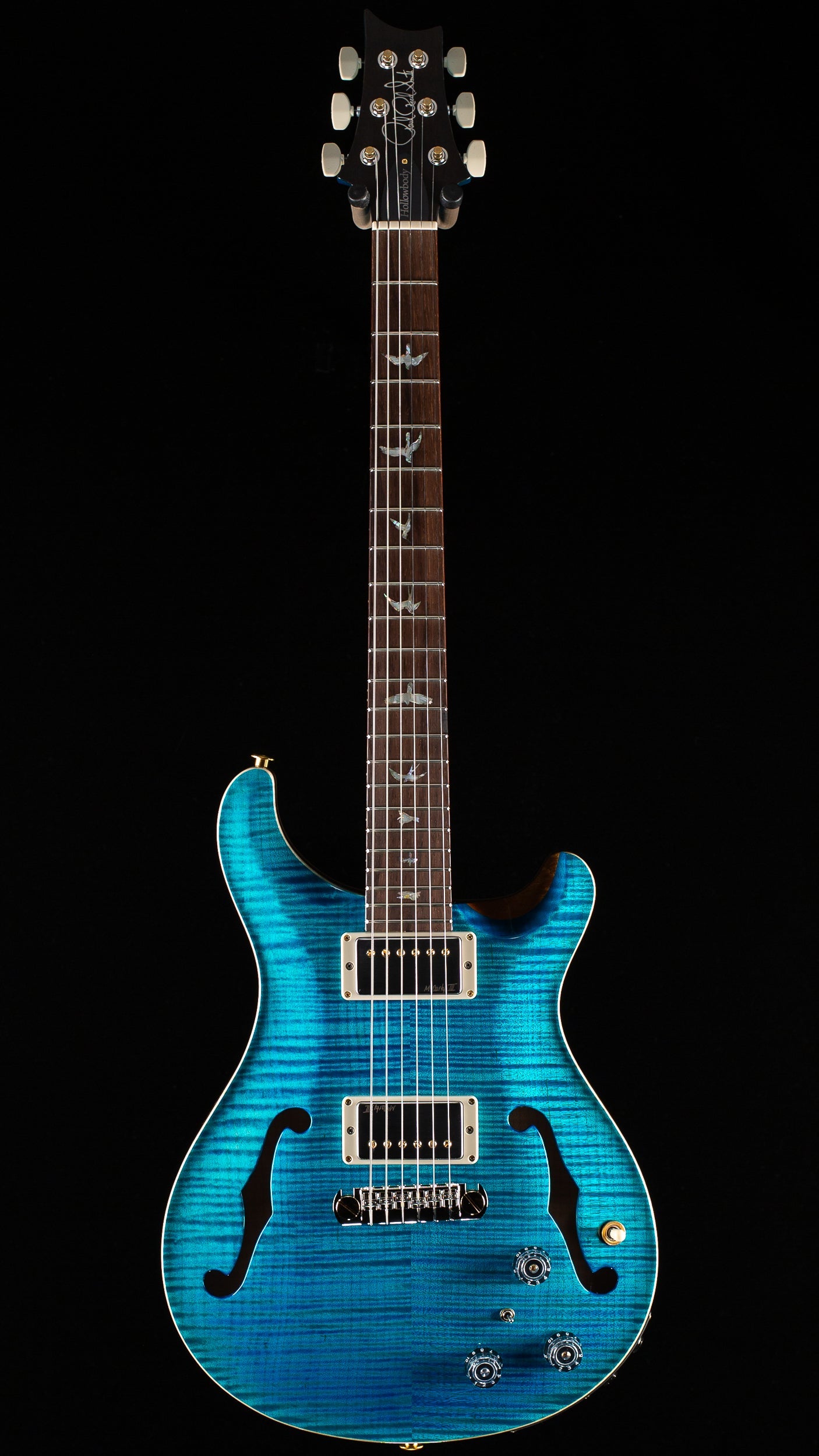PRS Wood Library Willcutt Exclusive Hollowbody II Piezo Carroll Blue Stained Neck 10 Top (092)