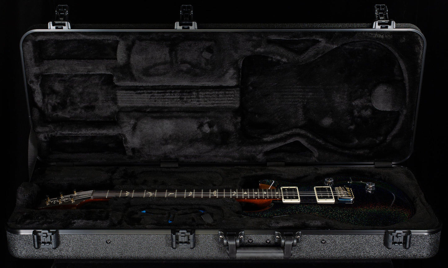 PRS Custom 24 Black Rainbow Holoflake Top Natural Back (030)