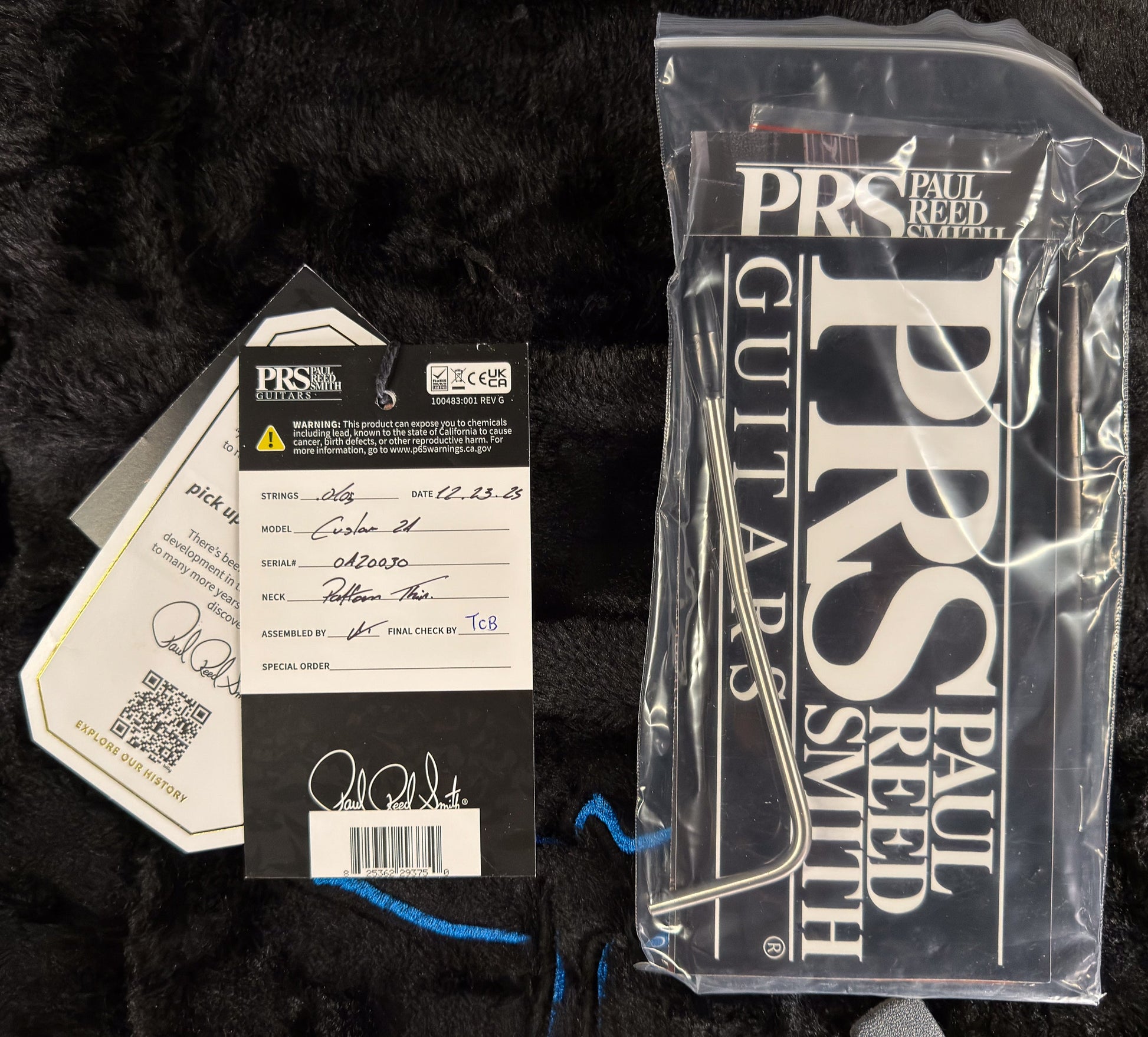 PRS Custom 24 Black Rainbow Holoflake Top Natural Back (030)
