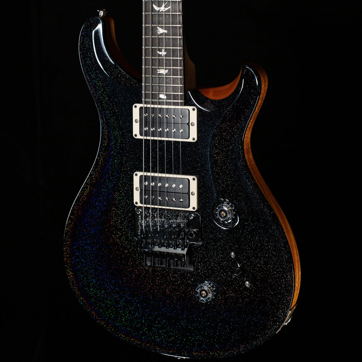PRS Custom 24 Floyd Black Rainbow Holoflake Top & Binding (800)