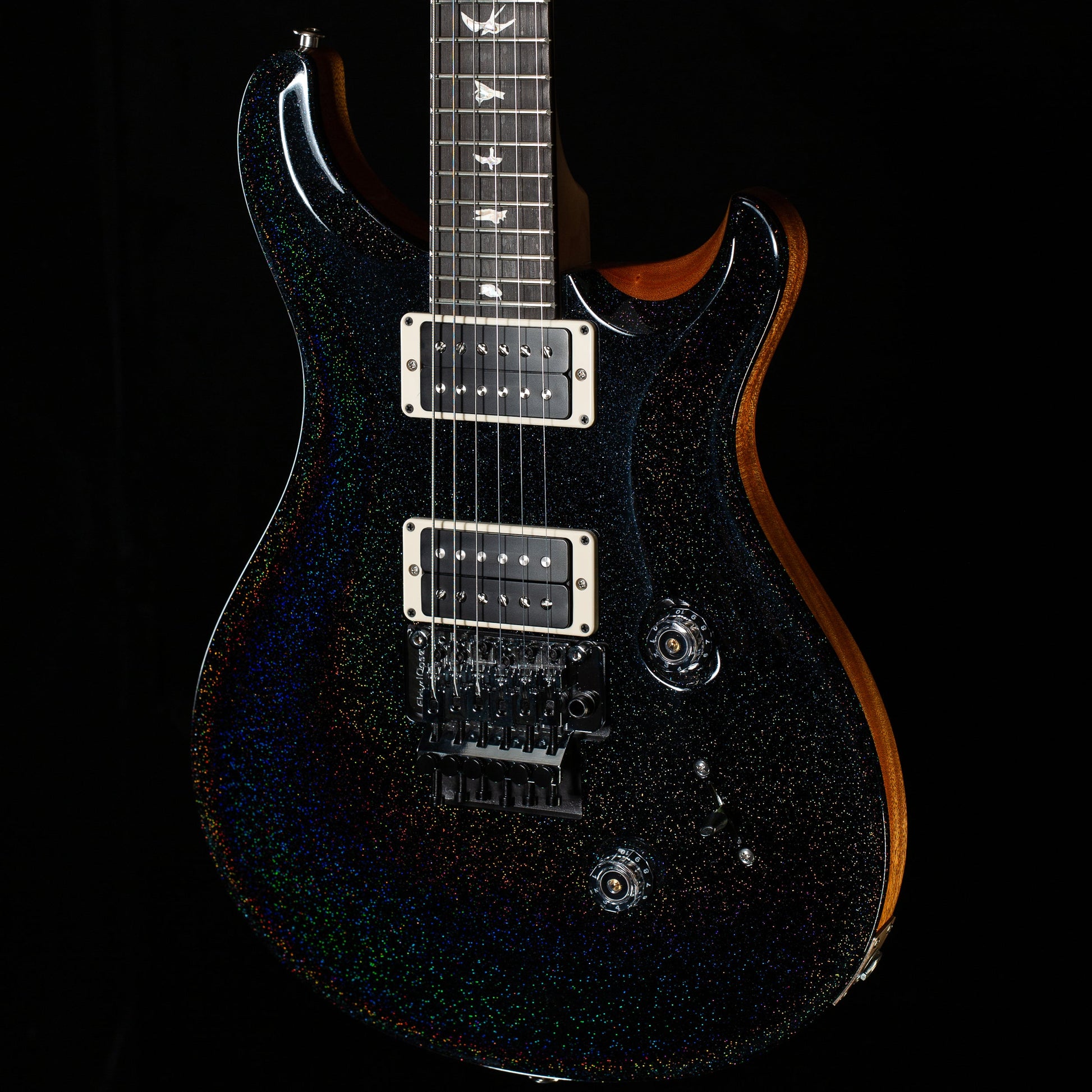 PRS Custom 24 Floyd Black Rainbow Holoflake Top & Binding (800)