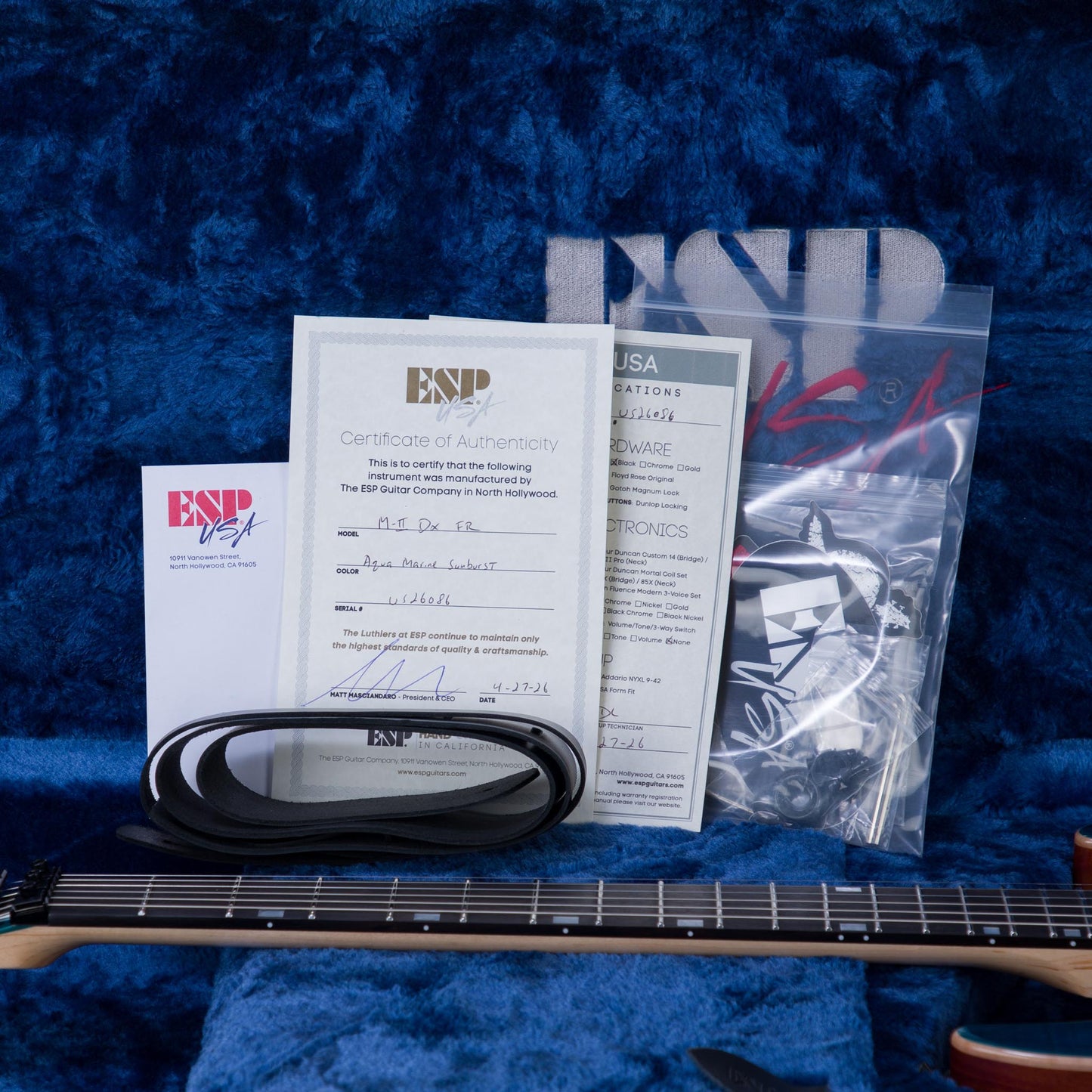 ESP USA M-II DX FR Electric Guitar - Aqua Marine Sunburst - #US26086