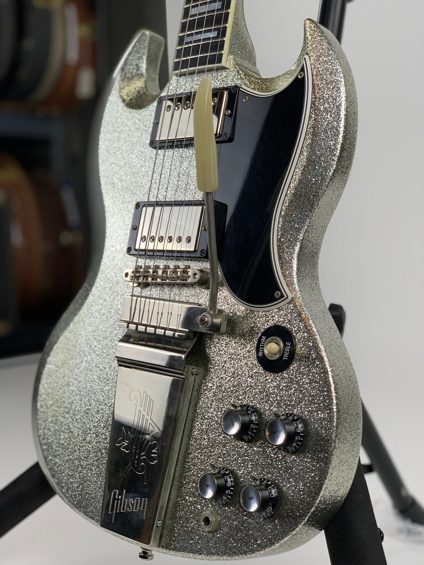 2007 Gibson Custom Shop SPARKLE Silver SG Les Paul Custom w Maestro