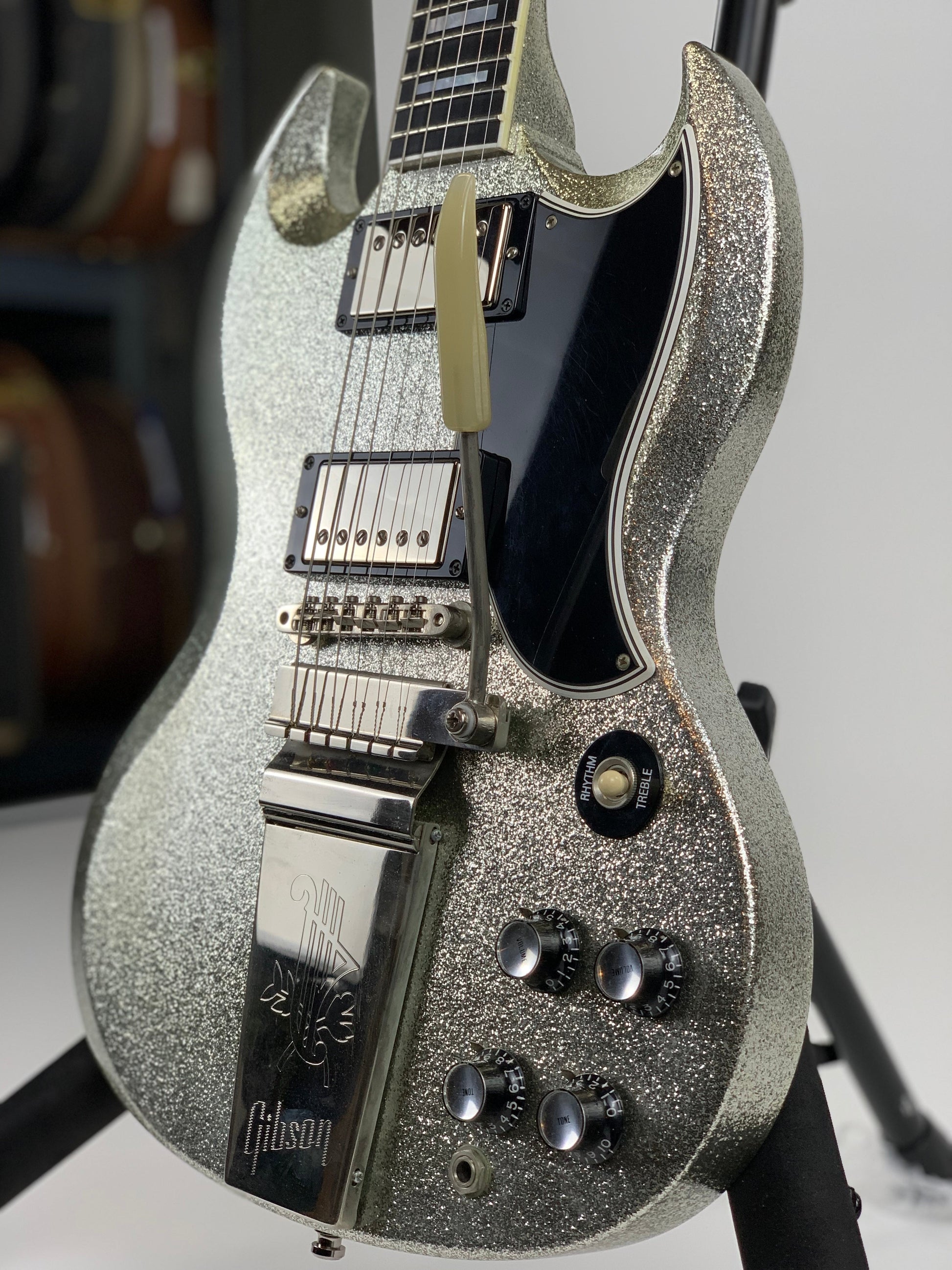 2007 Gibson Custom Shop SPARKLE Silver SG Les Paul Custom w Maestro