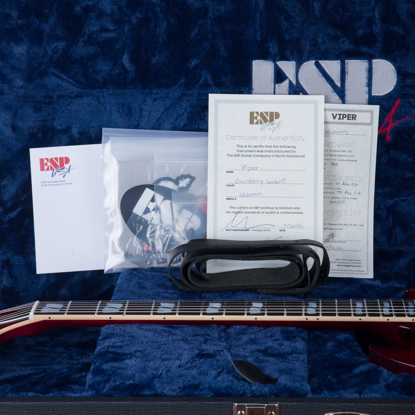 ESP USA Viper Electric Guitar - Cranberry Sunburst - #US24449 - Mint, Open Box