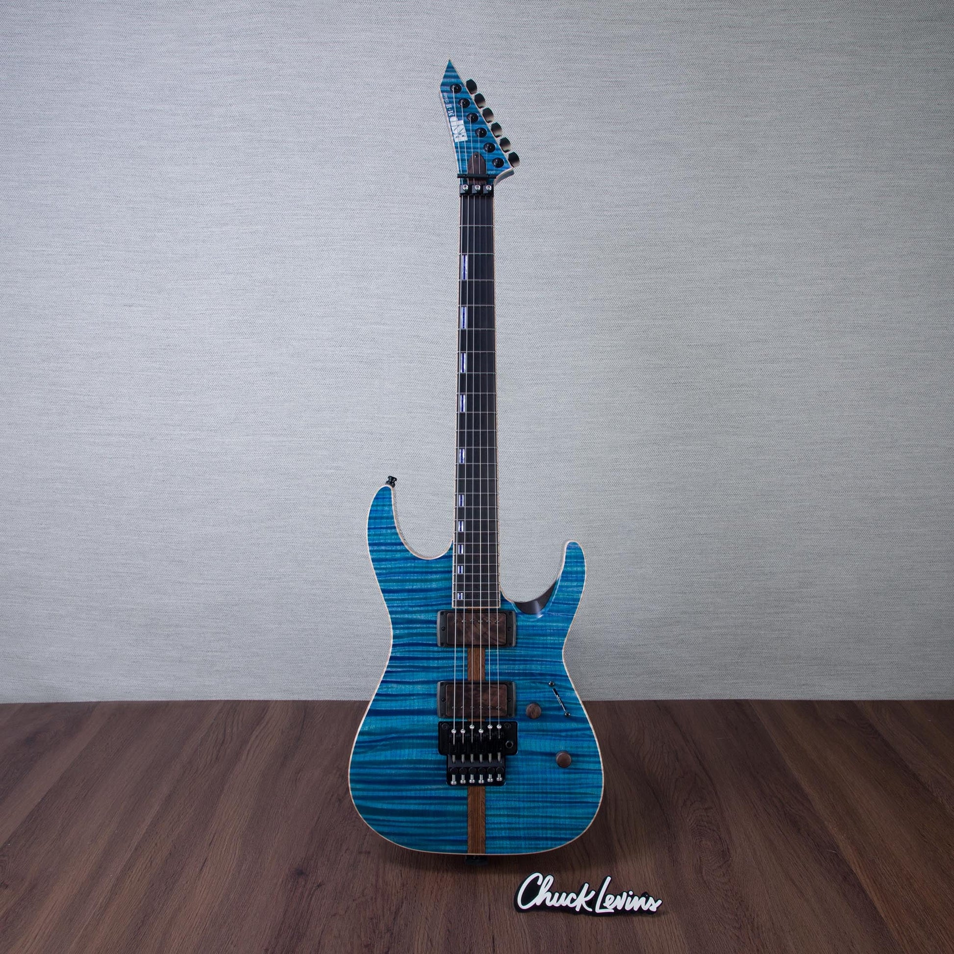 ESP Custom Shop Exhibition EXL M-II DX FR Electric Guitar - Sea Serpent Blue / Sunset Coast - #E3041252