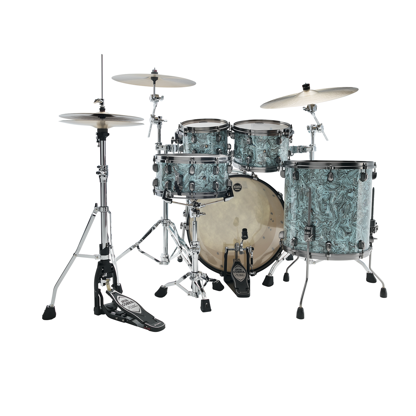 TAMA Starclassic Maple 4-Piece Shell Pack, Chrome Shell Hardware - Sky Blue Swirl, 22" Kick