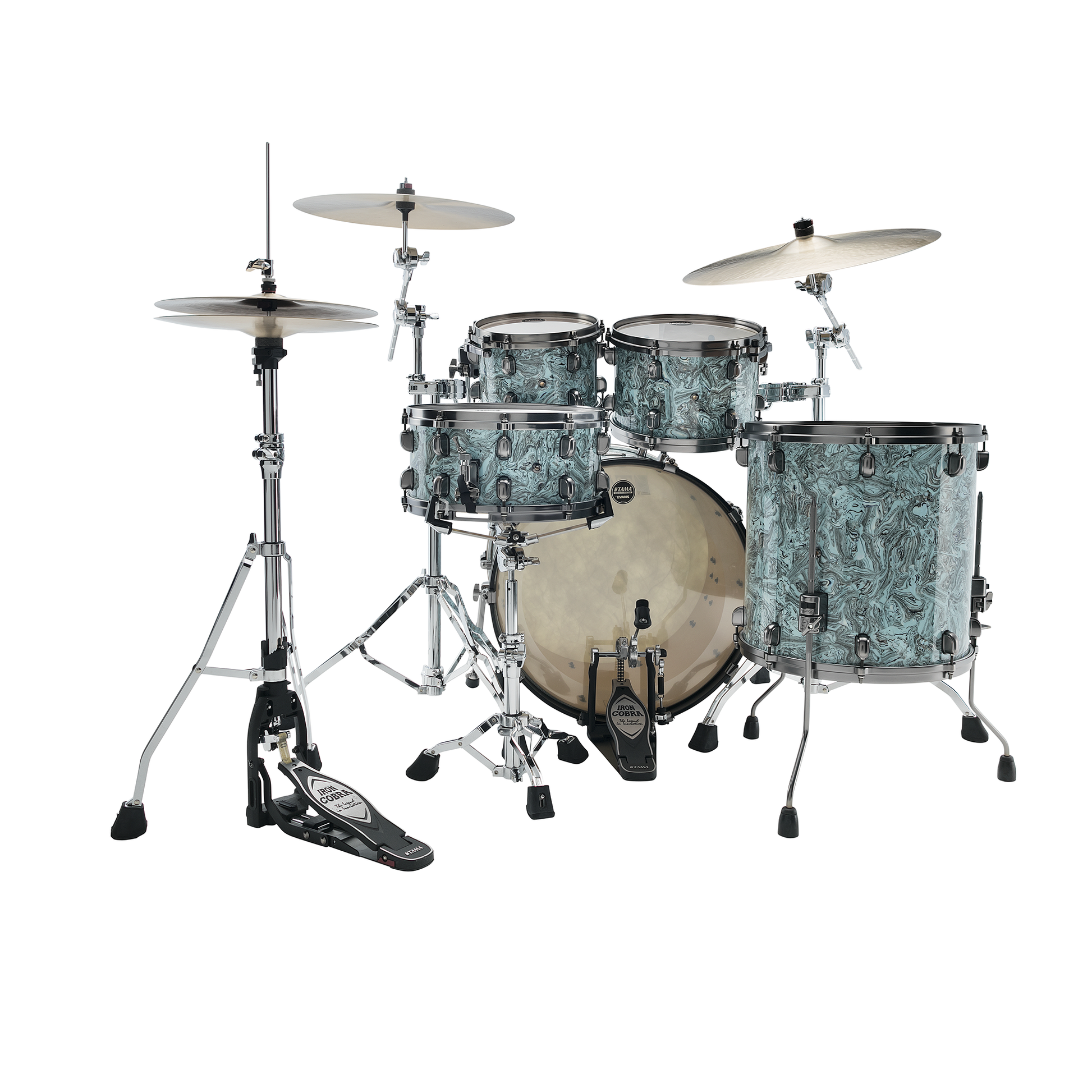 TAMA Starclassic Maple 4-Piece Shell Pack, Chrome Shell Hardware - Sky Blue Swirl, 22" Kick