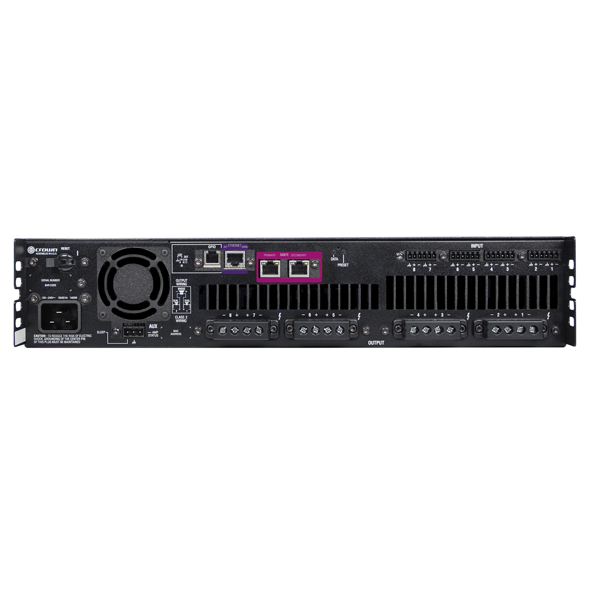 Crown DCI8x600DA 8-channel 600-Watt Power Amplifier with Dante - Mint, Open Box - Used