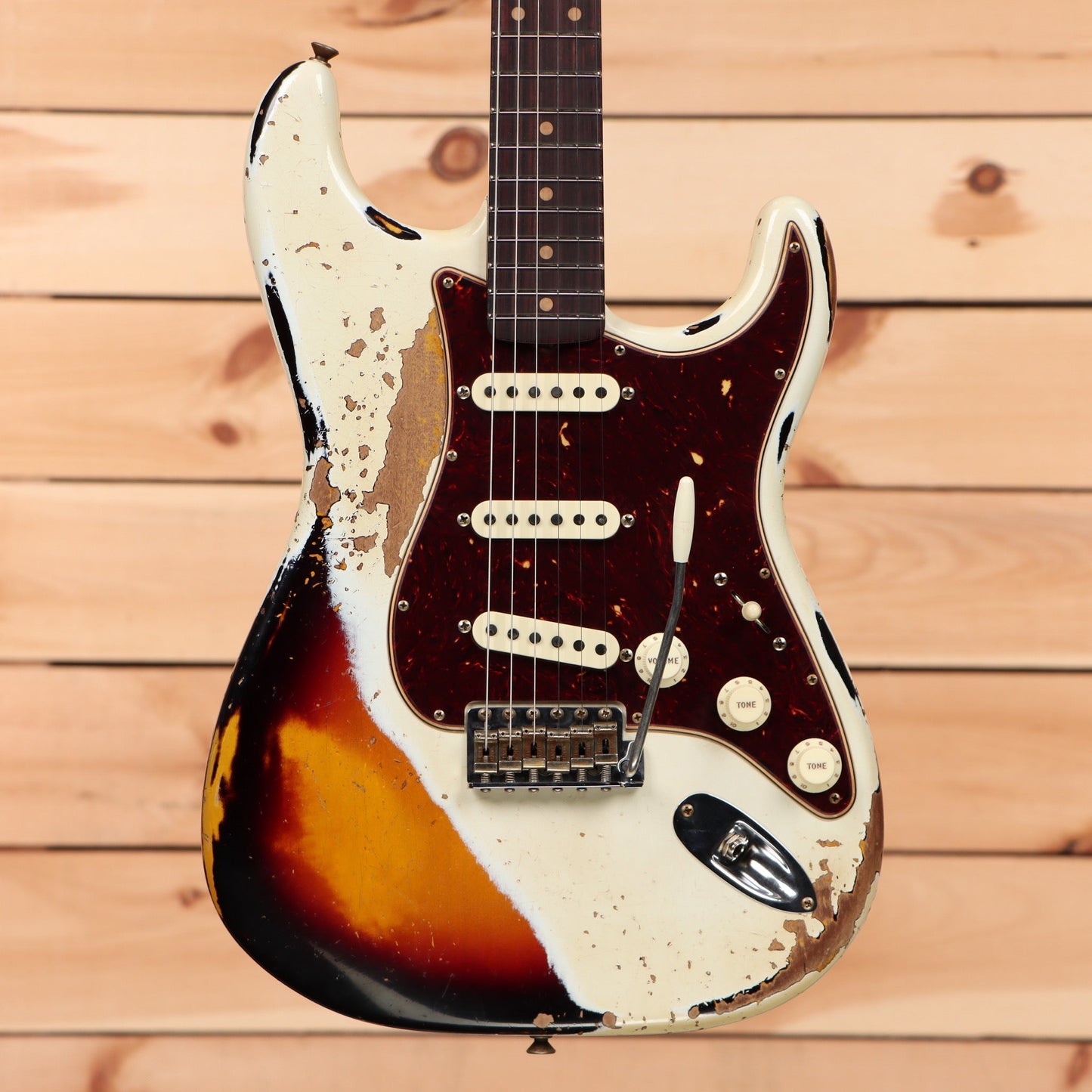Fender Custom Shop Limited Roasted 1960 Stratocaster Super Heavy Relic - Aged Olympic White over 3 Color Sunburst