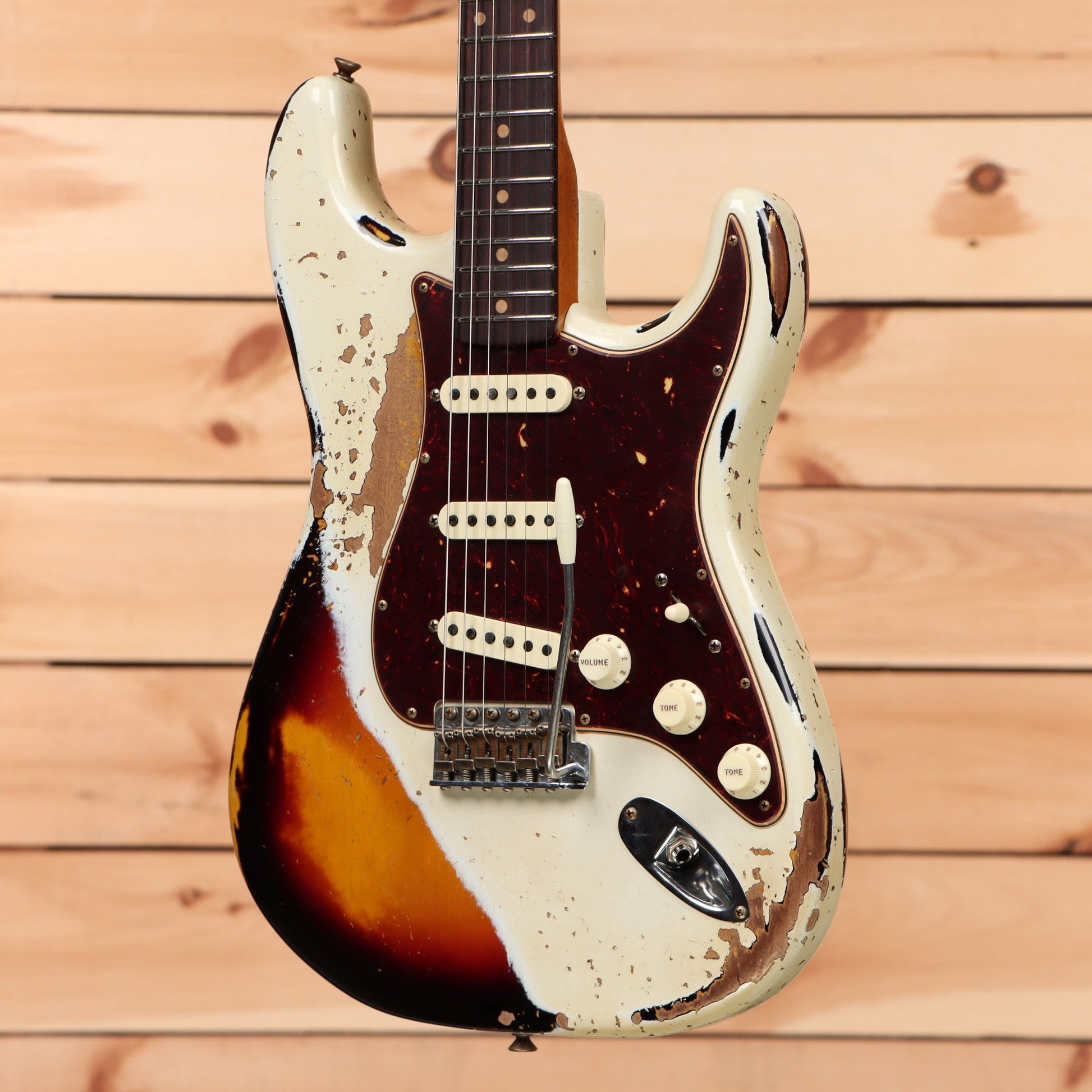 Fender Custom Shop Limited Roasted 1960 Stratocaster Super Heavy Relic - Aged Olympic White over 3 Color Sunburst
