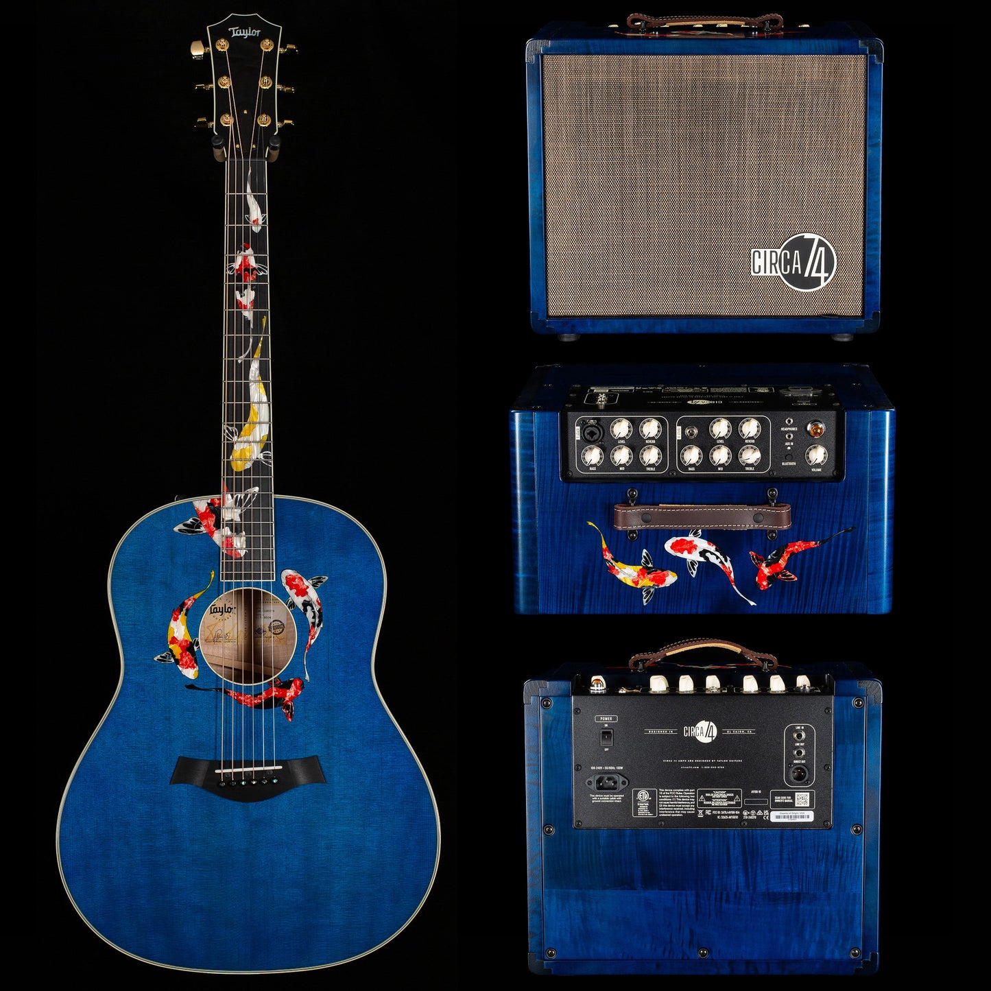 Taylor 2025 Custom #41 Koi C17e Acoustic-electric Guitar & Circa 74 Koi Amp Bundle, Living Jewel Blue (074)