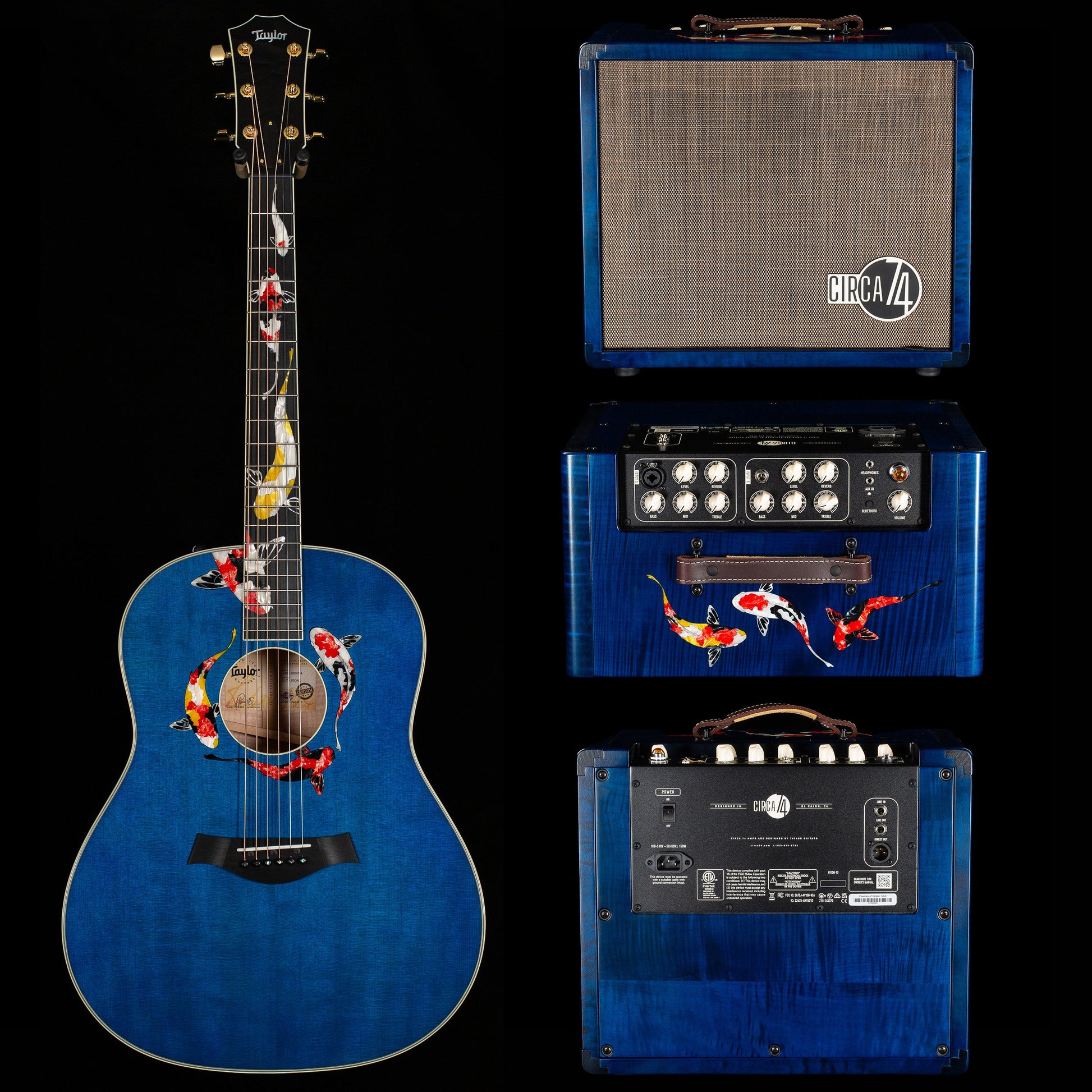 Taylor 2025 Custom #41 Koi C17e Acoustic-electric Guitar & Circa 74 Koi Amp Bundle, Living Jewel Blue (074)