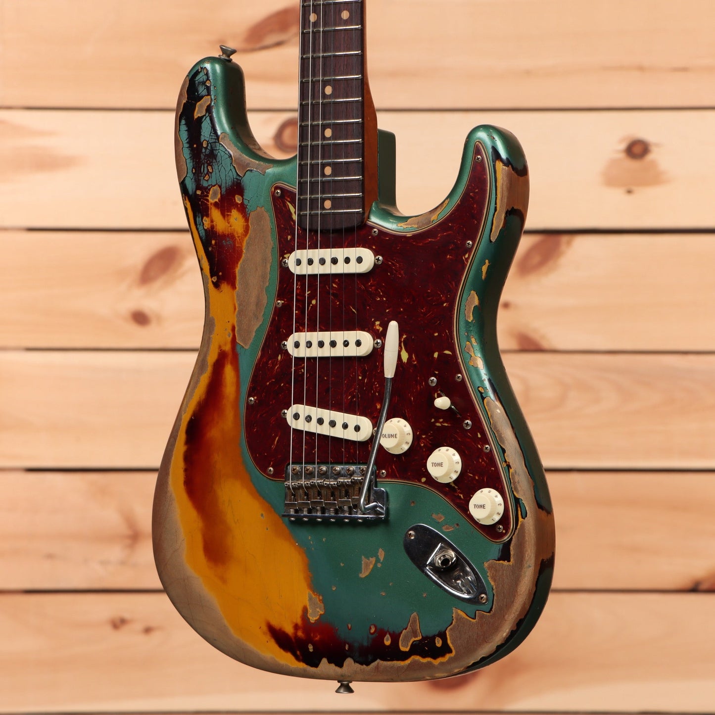 Fender Custom Shop Limited Roasted 1961 Stratocaster Super Heavy Relic - Aged Sherwood Green Metallic over 3 Color Sunburst