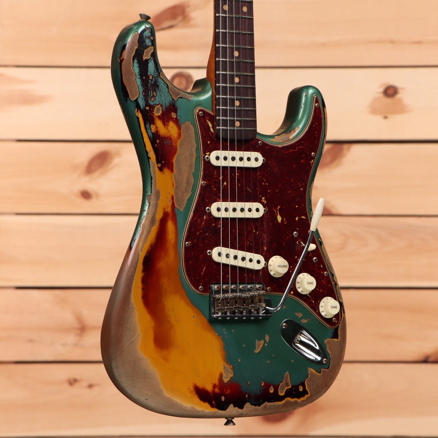 Fender Custom Shop Limited Roasted 1961 Stratocaster Super Heavy Relic - Aged Sherwood Green Metallic over 3 Color Sunburst
