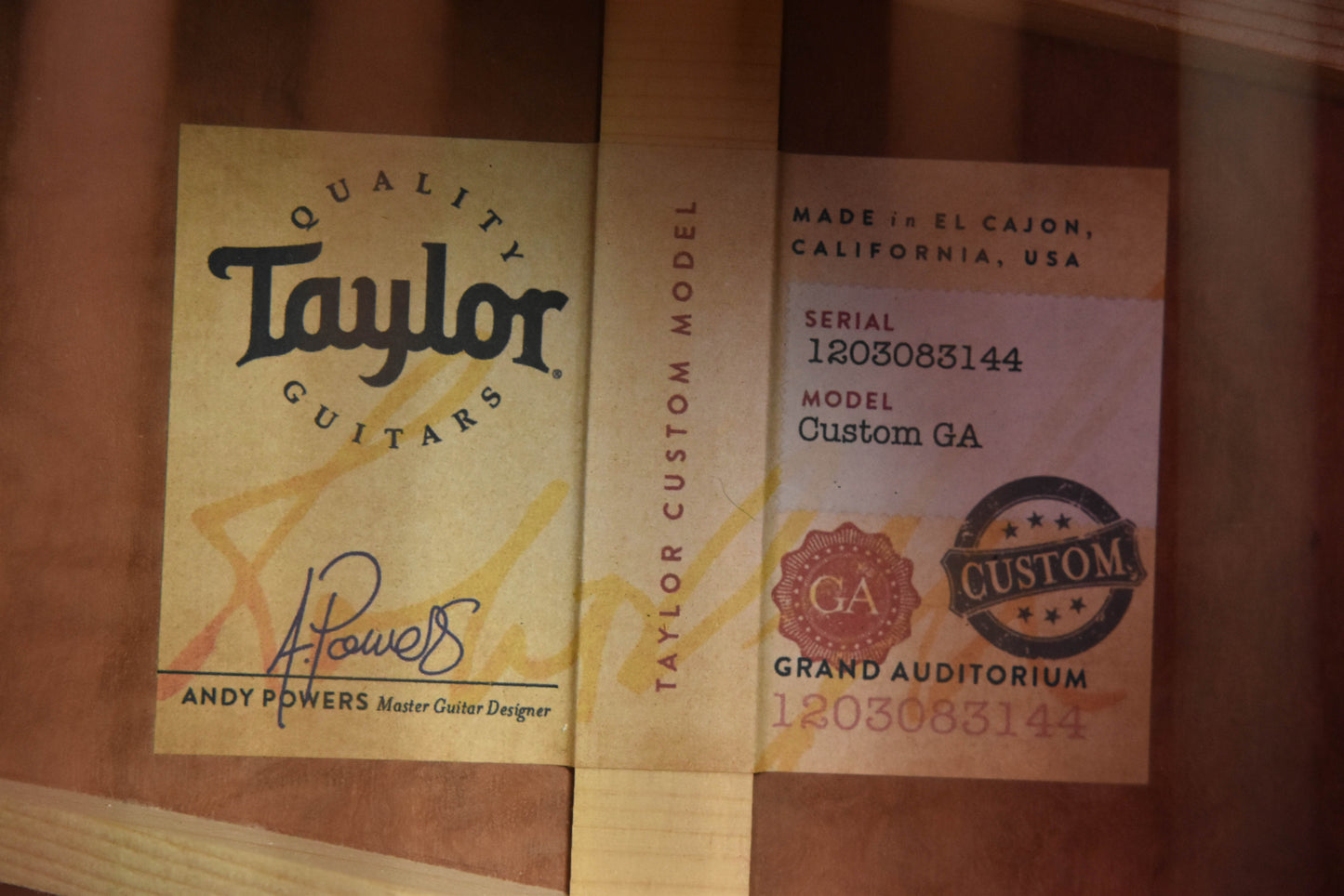 Used Custom Shop Taylor GA Bearclaw Engelmann Spruce and Urban Ironbark Acoustic Guitar-2023