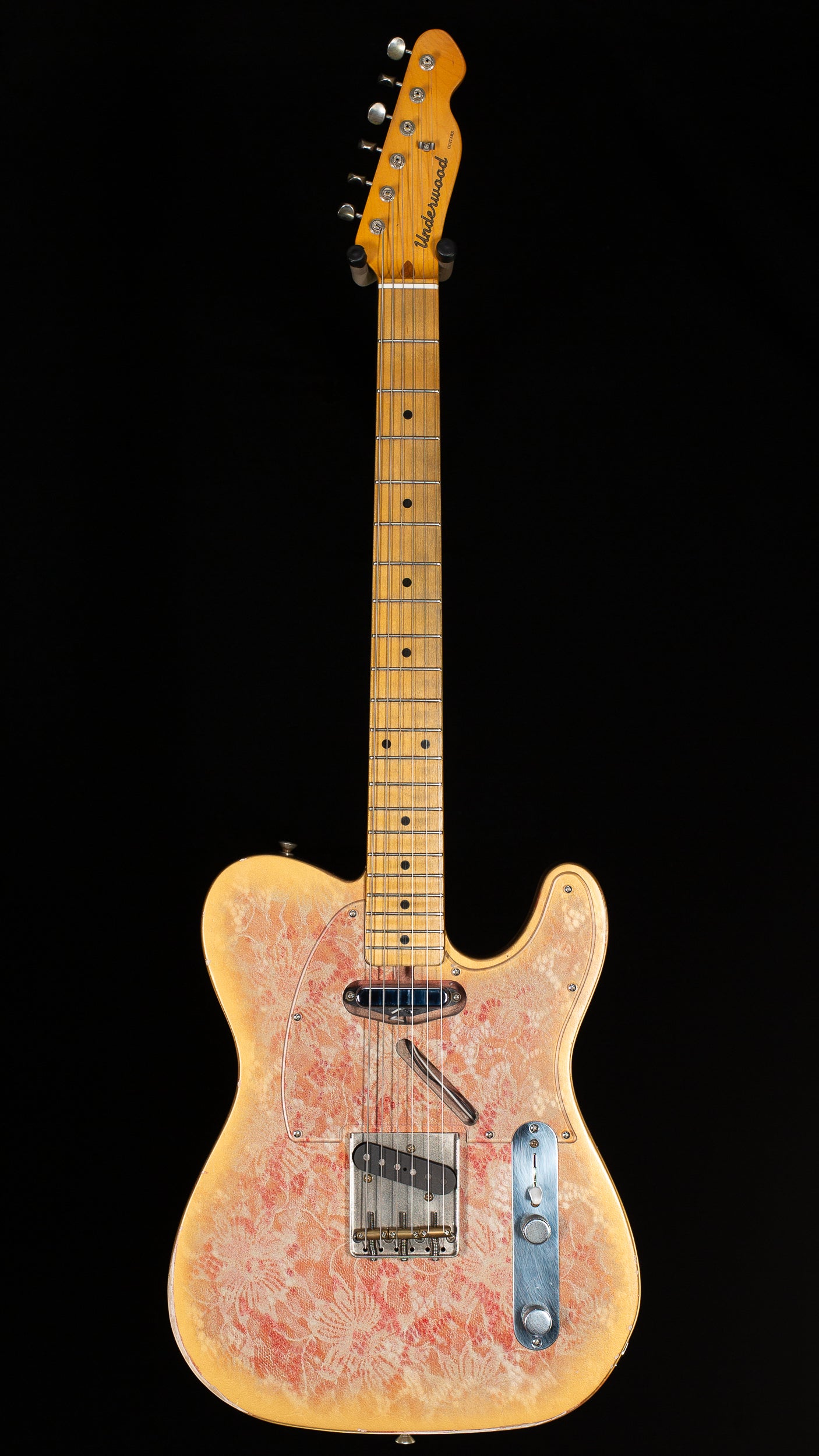 Underwood Guitars T Style Gold Red Flower