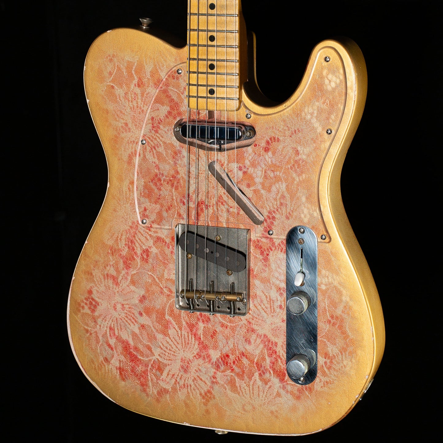 Underwood Guitars T Style Gold Red Flower
