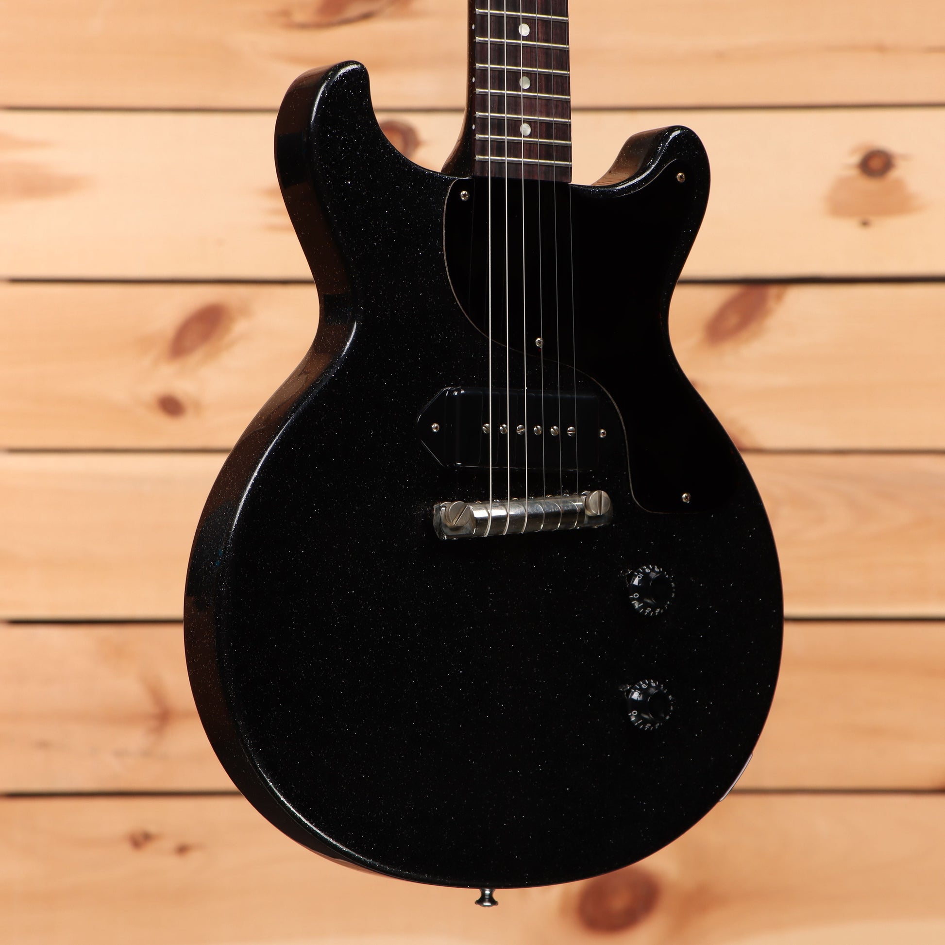 Gibson 1958 Les Paul Junior Doublecut VOS M2M - Ebony Sparkle Heavy Flake