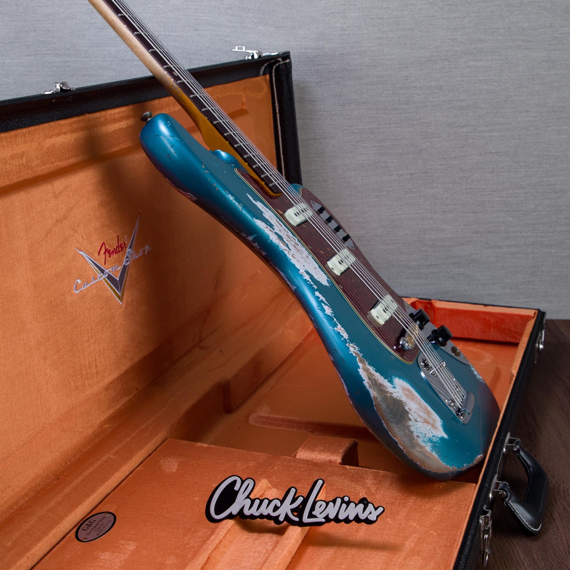 Fender Custom Shop 1962 Bass VI Super Heavy Relic Electric Guitar - Faded Ocean Turquoise - #CZ591279
