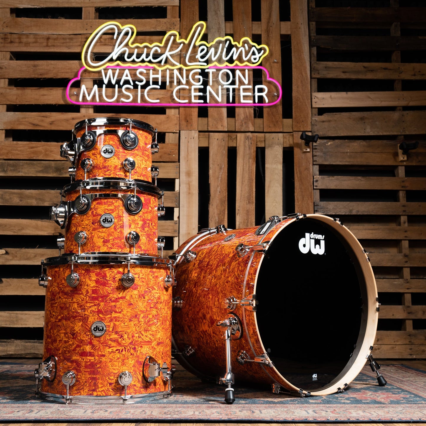 DW Collector's Standard Maple 4-Piece Shell Pack, 22-Inch Kick - Amber Swirl
