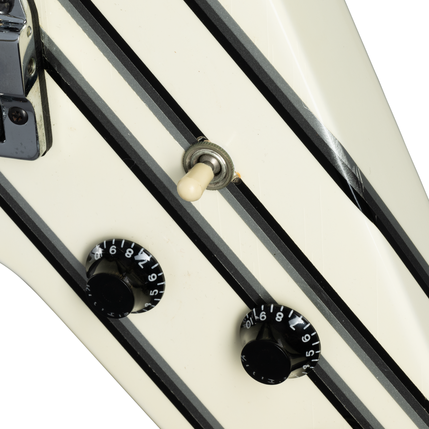 Gibson Certified Vintage 1985 Gibson Designer Series Custom Graphics Flying V, Alpine White with Style 30 Graphic