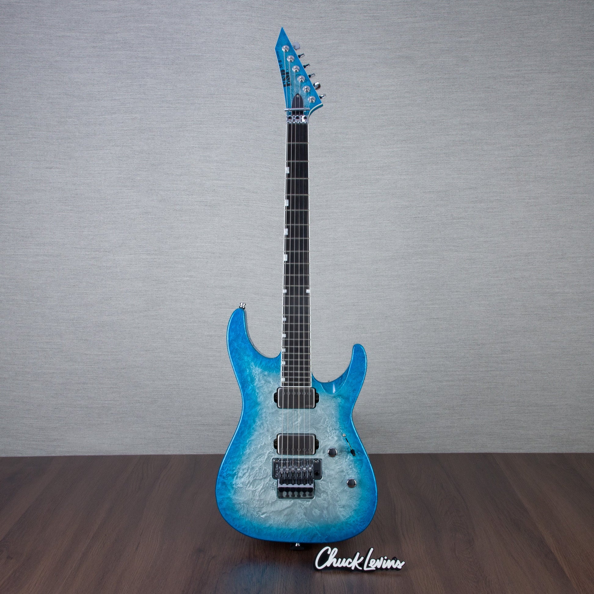 ESP M-II CTM FR Electric Guitar - Liquid Metal Silver/Blue Burst - #E0920242